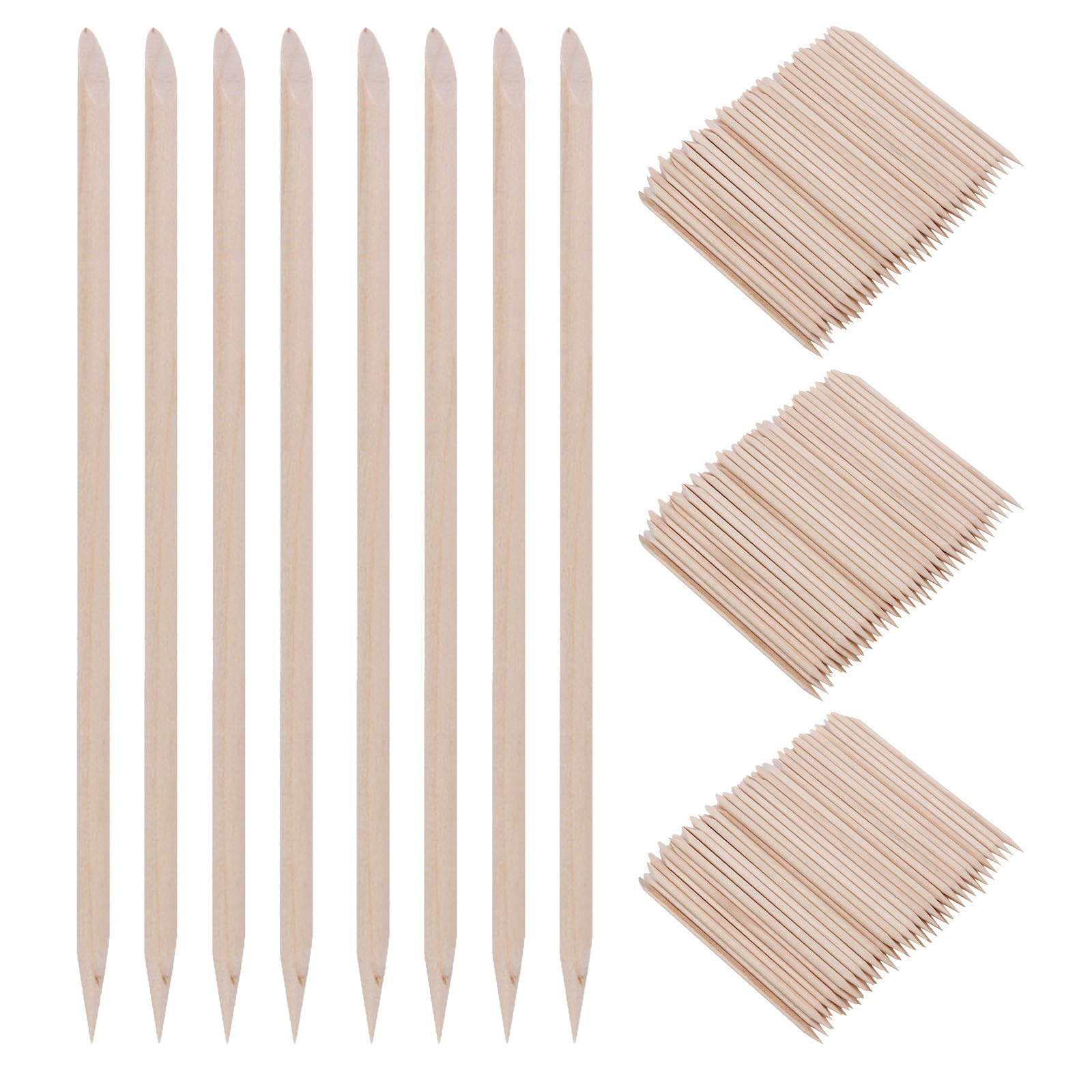 600 Bâtonnets à Ongles en Bambou Repousse-cuticules Double Face Multifonctionnel, Outil de Manucure Et Pédicure pour La Décoration D'ongles.