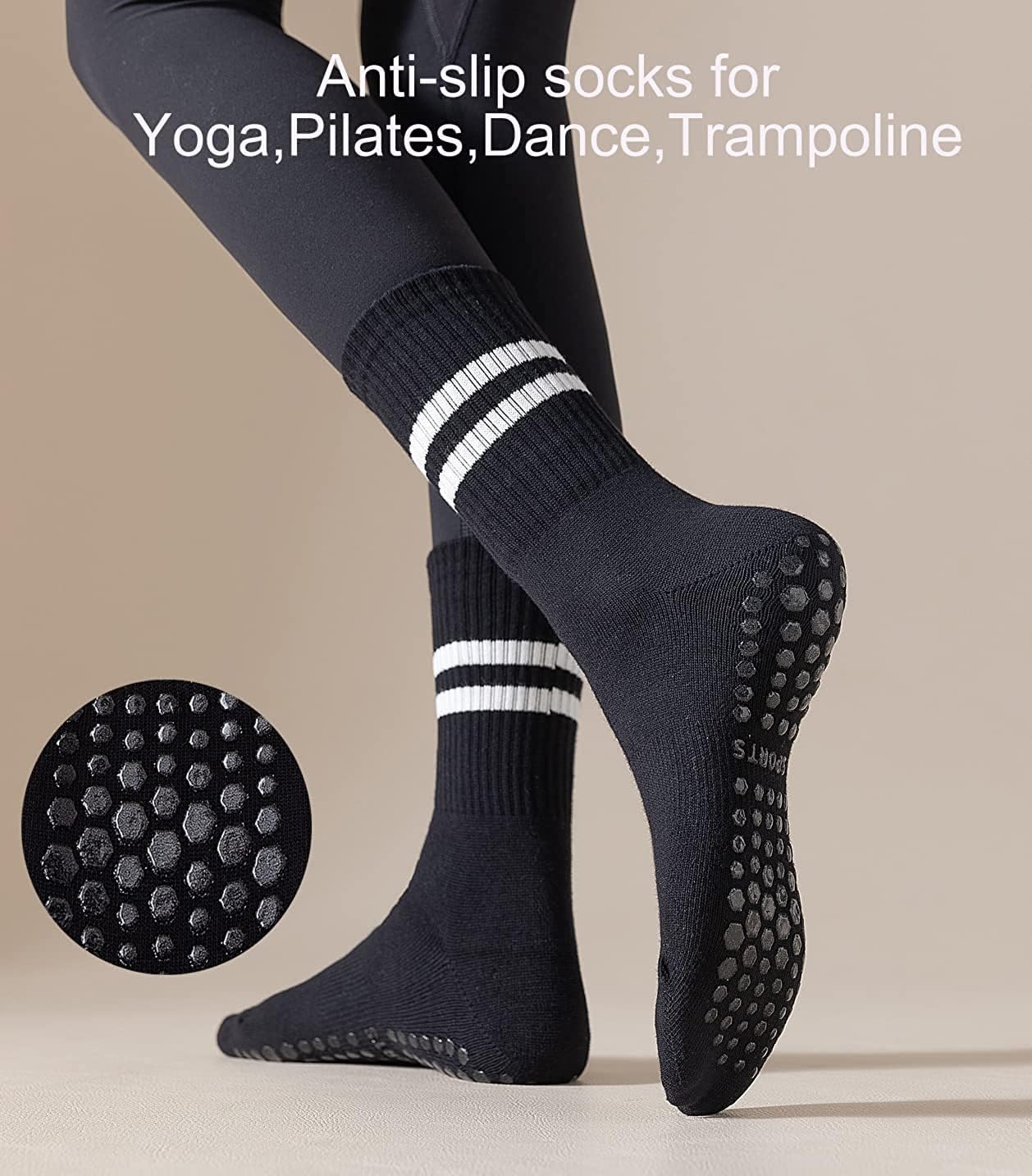 Alternova Yoga Socks with Grips for Women, Non Slip Grip Socks for Yoga, Pilates, Barre, Dance