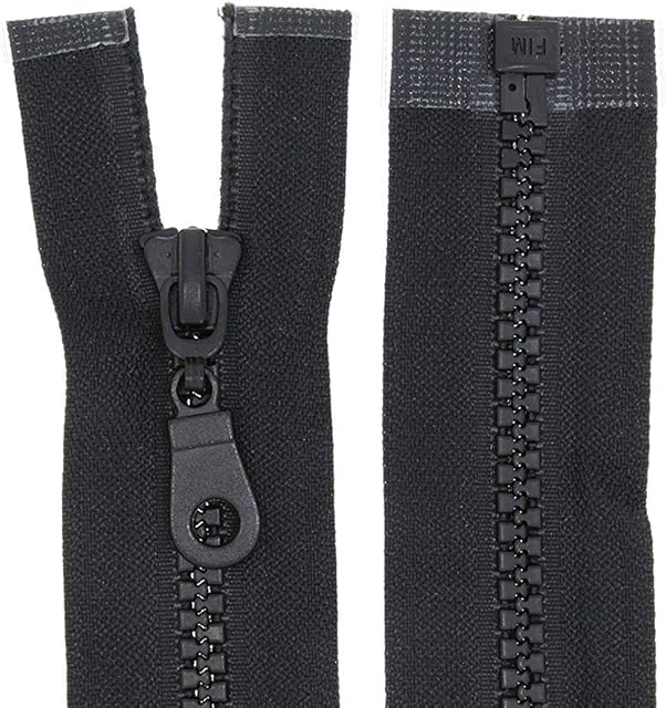 Zamek błyskawiczny do kurtek, tworzywo sztuczne, zamek błyskawiczny, dzielony (czarny, 60 cm)