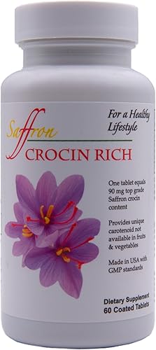 Crocin Rich - 7.5 mg de Crocina (activo de azafrán clave) + suplemento para los ojos de luteína y zeaxantina, 60 tabletas - Soporte visual y macular
