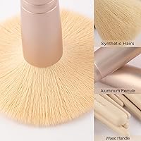 Vista 5 de Real Perfection Juego de brochas de maquillaje de 16 piezas con 1 navaja para cejas, brochas sintéticas premium para base, polvo, correctores