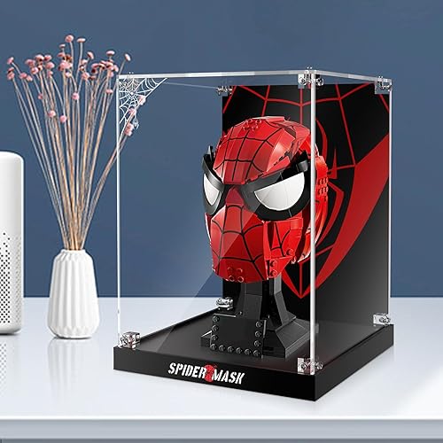 Miniatura 7 de PIPART Vitrina acrílica para máscara de Lego 76285 Spider-Man, caja transparente a prueba de polvo (solo vitrina, modelo Lego no incluido)