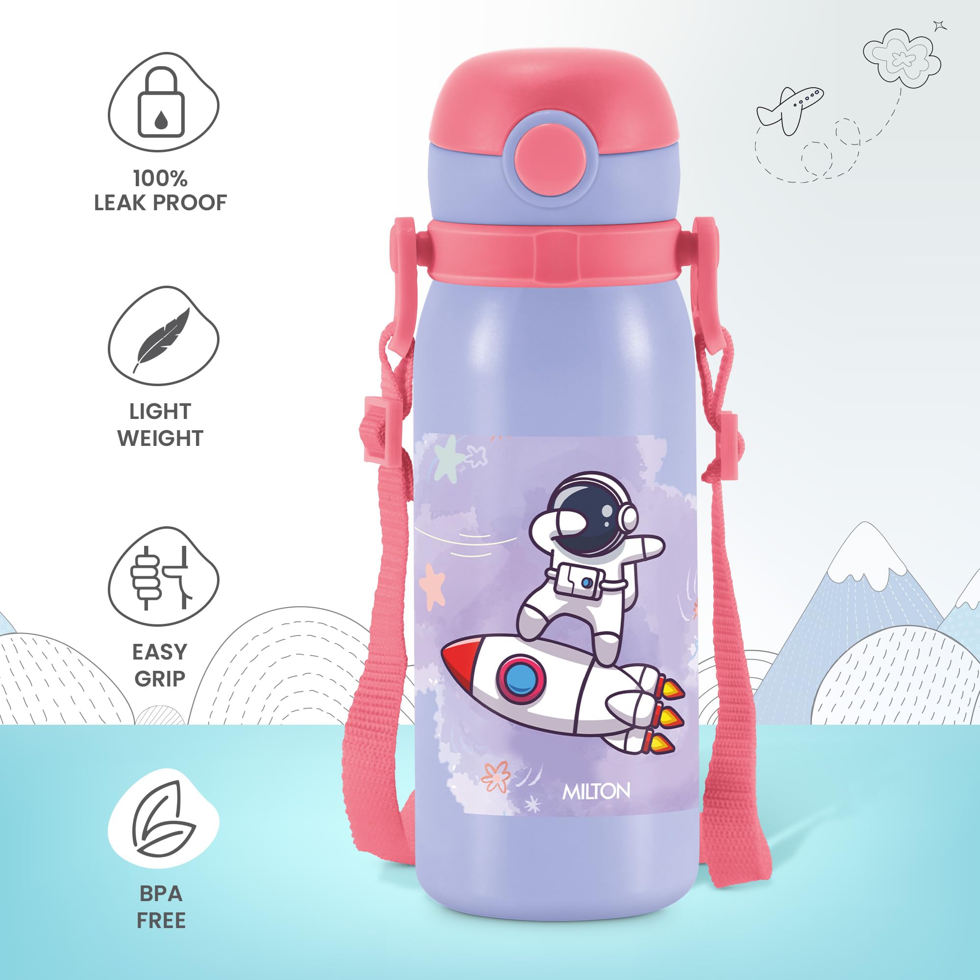 MILTON Torque 650 Astronaut Stainless Steel Kids Water Bottle, 625