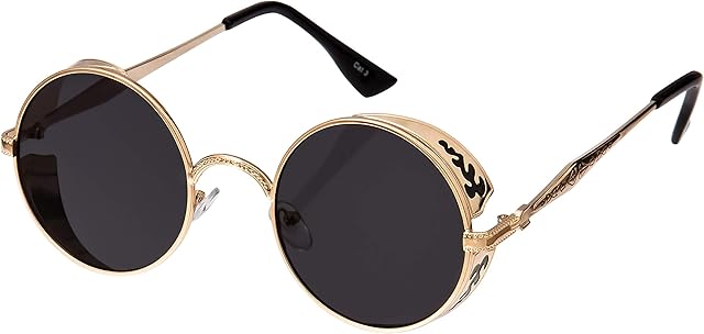 UltraByEasyPeasyStore Steampunk Circle Sunglasses Retro Mens Women Cosplay Cyber Vintage UV400 Goggles