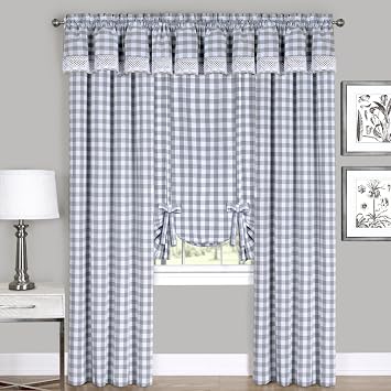 ACHIM Buffalo Check Panel Window Curtain - 42 Inch Width, 95 Inch Length - Grey & White Plaid - Light Filtering Farmhouse Country Drapes for Bedroom Living & Dining Room Home Decor