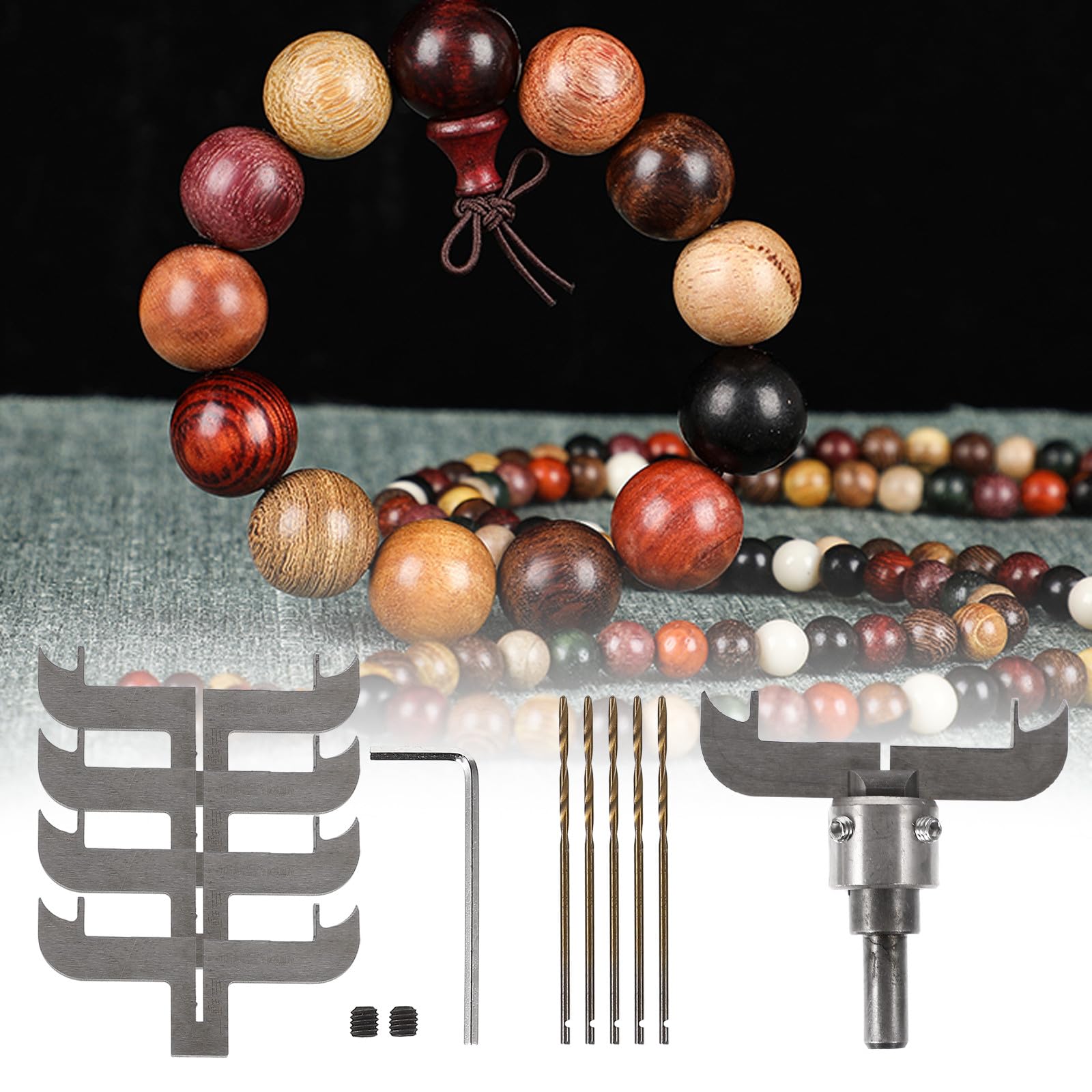 Amosfun Fraise à Bracelet en Acier pour Bijoux en Bois Kit Complet pour Création de Bracelets en Bois Lames Annulaires Argentées pour Travail