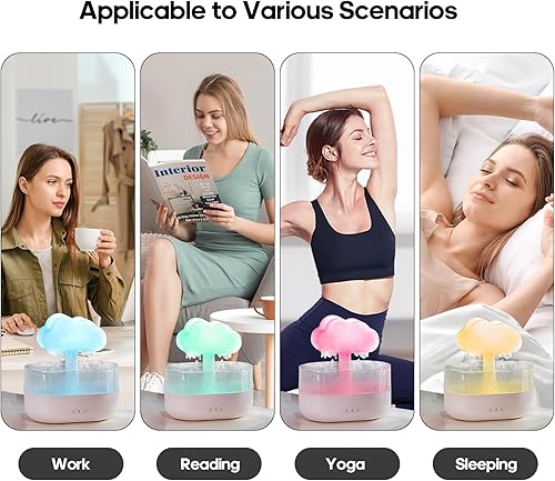 Miniatura 6 de Humidificador de lluvia y nube de agua, lámpara de lluvia de hongos, cascada, difusor de lluvia de aceite esencial de aromaterapia, luz nocturna de