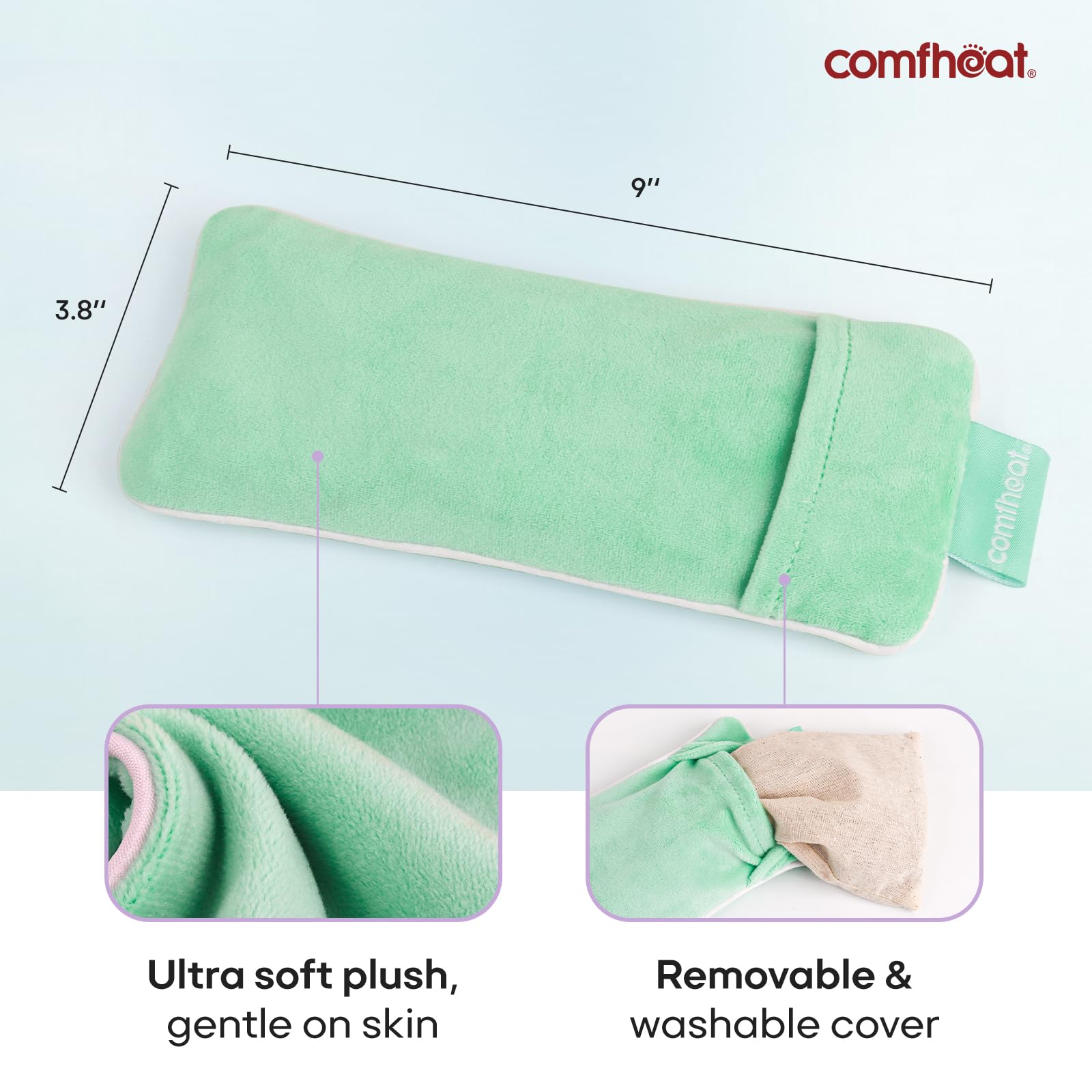 Almohada de ojos con peso de lavanda, funda extraíble de felpa suave, terapia húmeda de calor y frío, almohada de aromaterapia natural para relajación, yoga, meditación y sueño, color verde