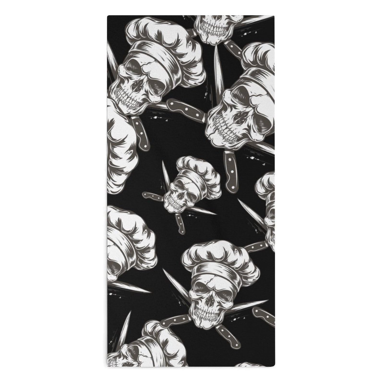 NCLQVJXZKHW Skull Chef Gangster Hand Towels Soft Face Towel Gym Bathroom Travel Hotel 13"x28"
