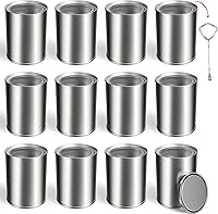 Yeshine 12 Pack 1 Quart Empty Metal Paint Cans with Lids & Opener - Unlined Tin Buckets for Paint Storage, Crafts, DIY Projects (Silver)