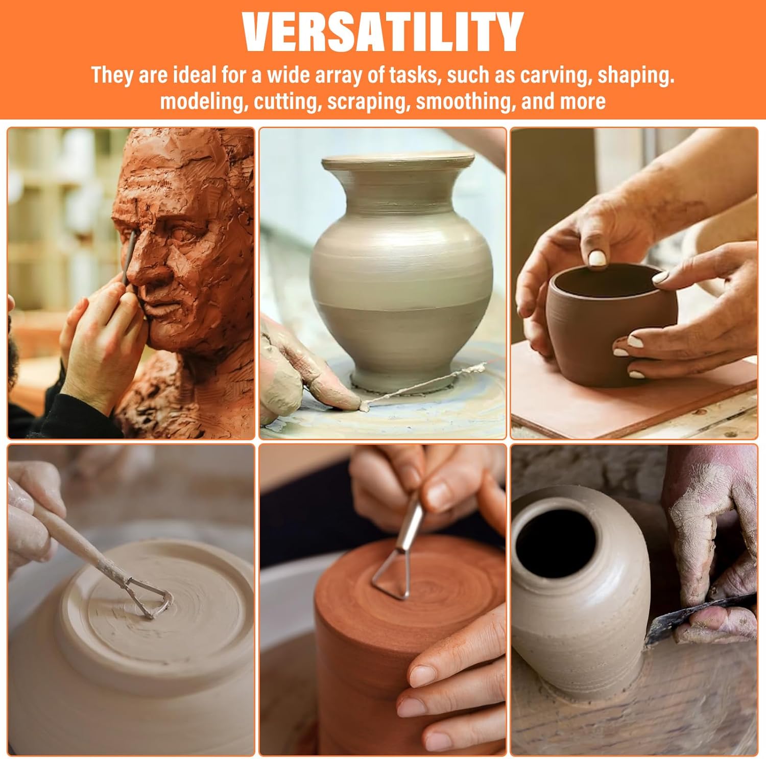 80 Pcs Pottery Tool Kit Sculpting Clay Tool Includes Clay Cutting Modeling Trimming with Wooden Handles Carving Kit for Beginners Carving Shaping