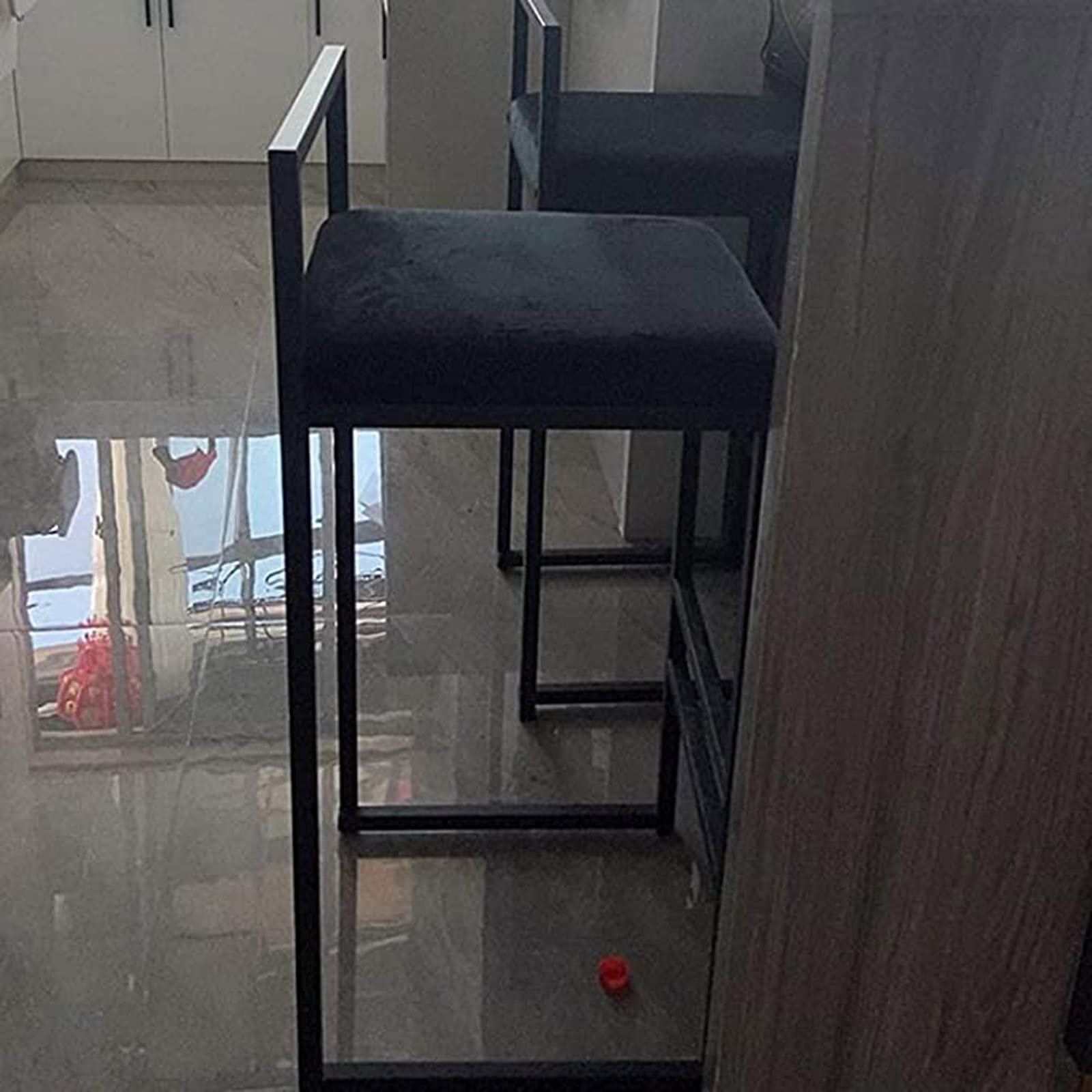 Juego de 2 taburetes de bar modernos de 65 cm/75 cm de altura, elegantes sillas de cocina con respaldo, diseño de 4 patas, color negro elegante, perfecto para el hogar y el bar