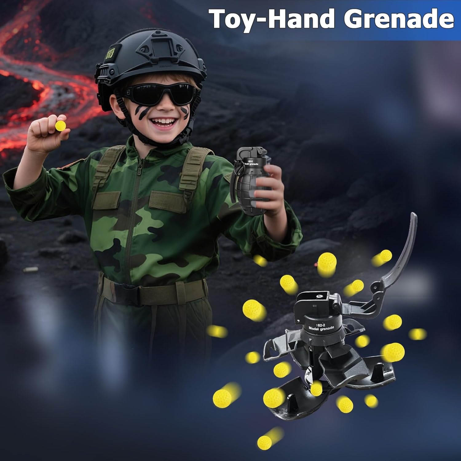 Handheld Toy Airsoft Grenade for CS-Battle Games - Tactical CS-Grenade Model with 9 Foam Ammo, Impact Gel Fun Toys for Halloween, Outdoor Sports, Kids & Adults 1 Pack image 4 of 6 B0F1FB1NHW