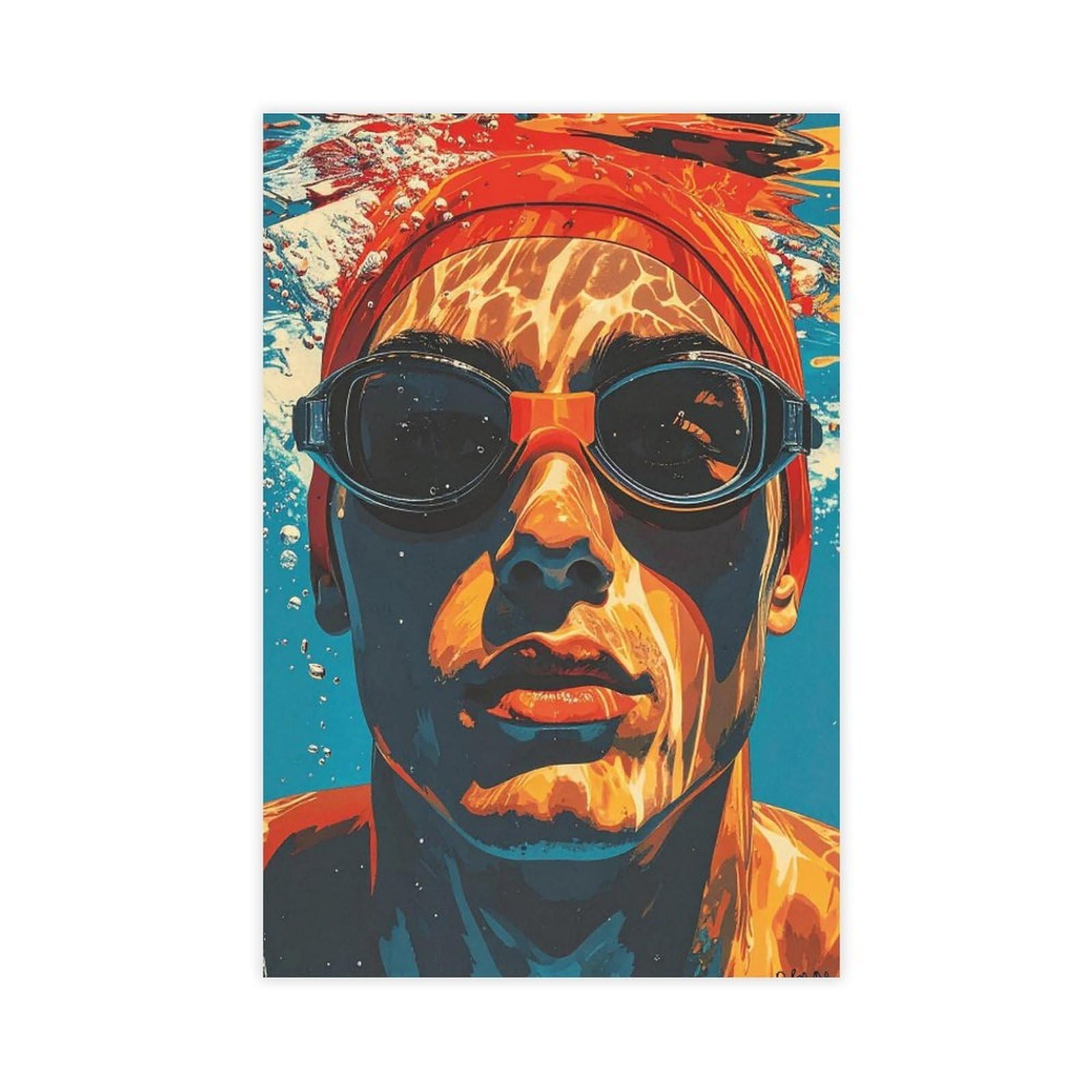 Mrycq Unframe-Style Underwater Swimmer Poster Canvas Poster For Office Decor Gift