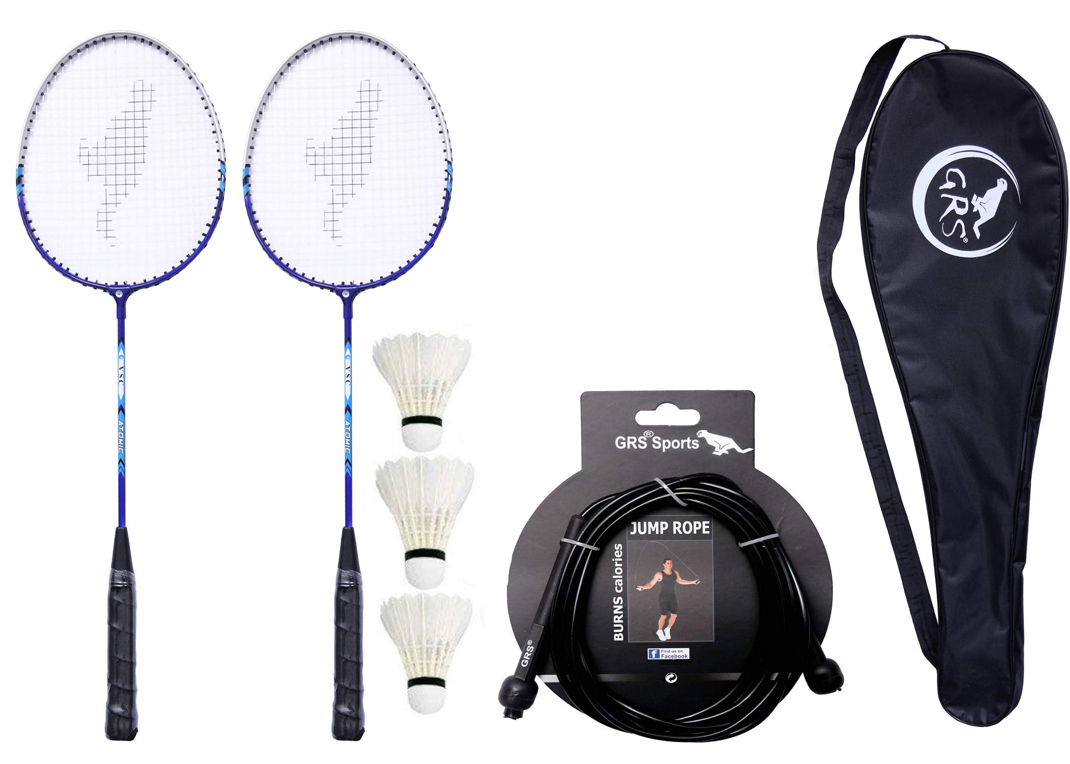 GRS® GRQ11 Aluminum Badminton-Racquet, Set of 2 & 3 Pcs of Shuttle Cock, Skipping Rope & Full Cover, Multicolour (B091G1896G) Amazon Price History, Amazon Price Tracker