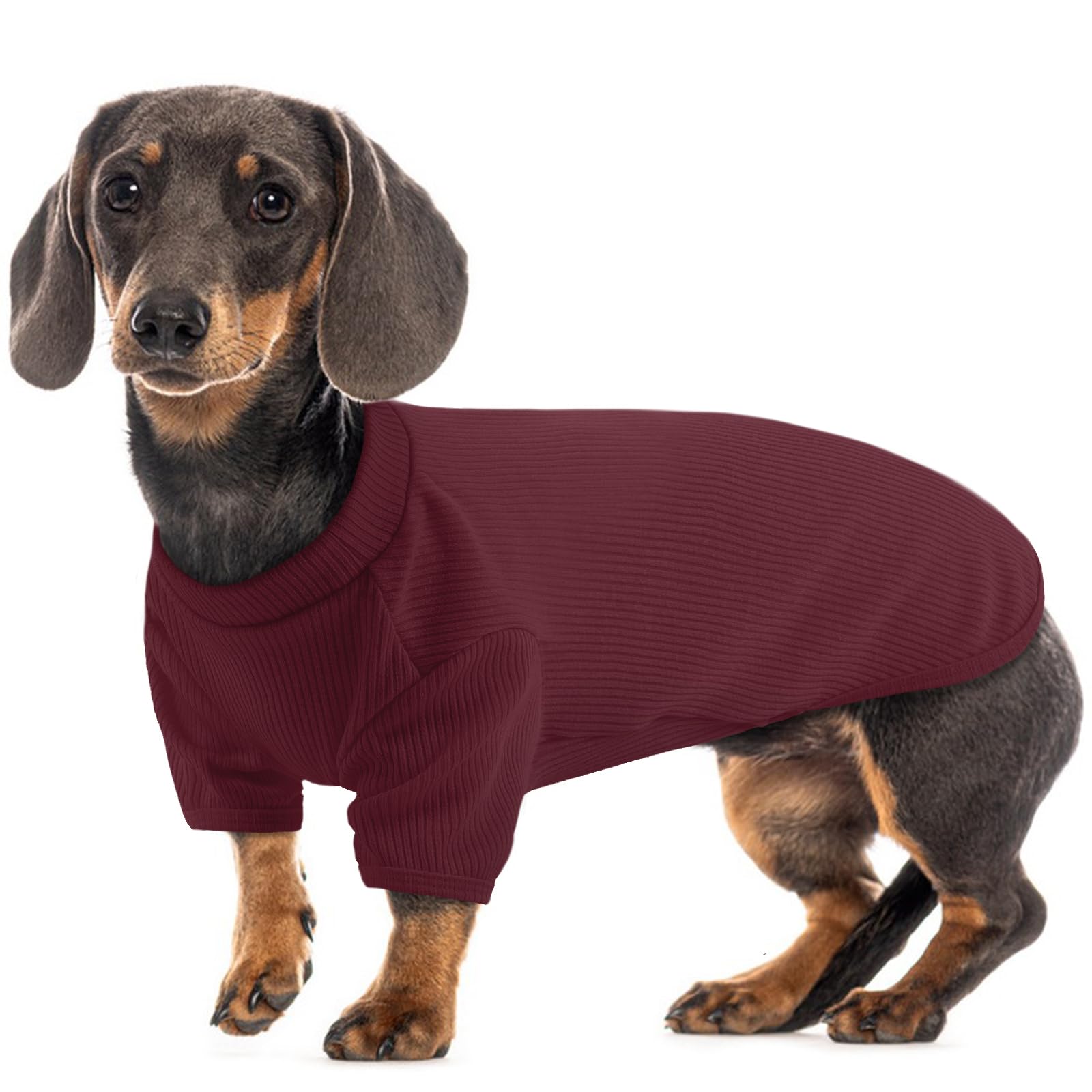French Bulldog Dog T-Shirt M, Soft Knit Jumper for Medium Breeds Cocker Spaniel Pug, Casual Everyday Puppy Top, Stretchy Pet Tee, Lightweight Pet Sweater, Autumn Wine M