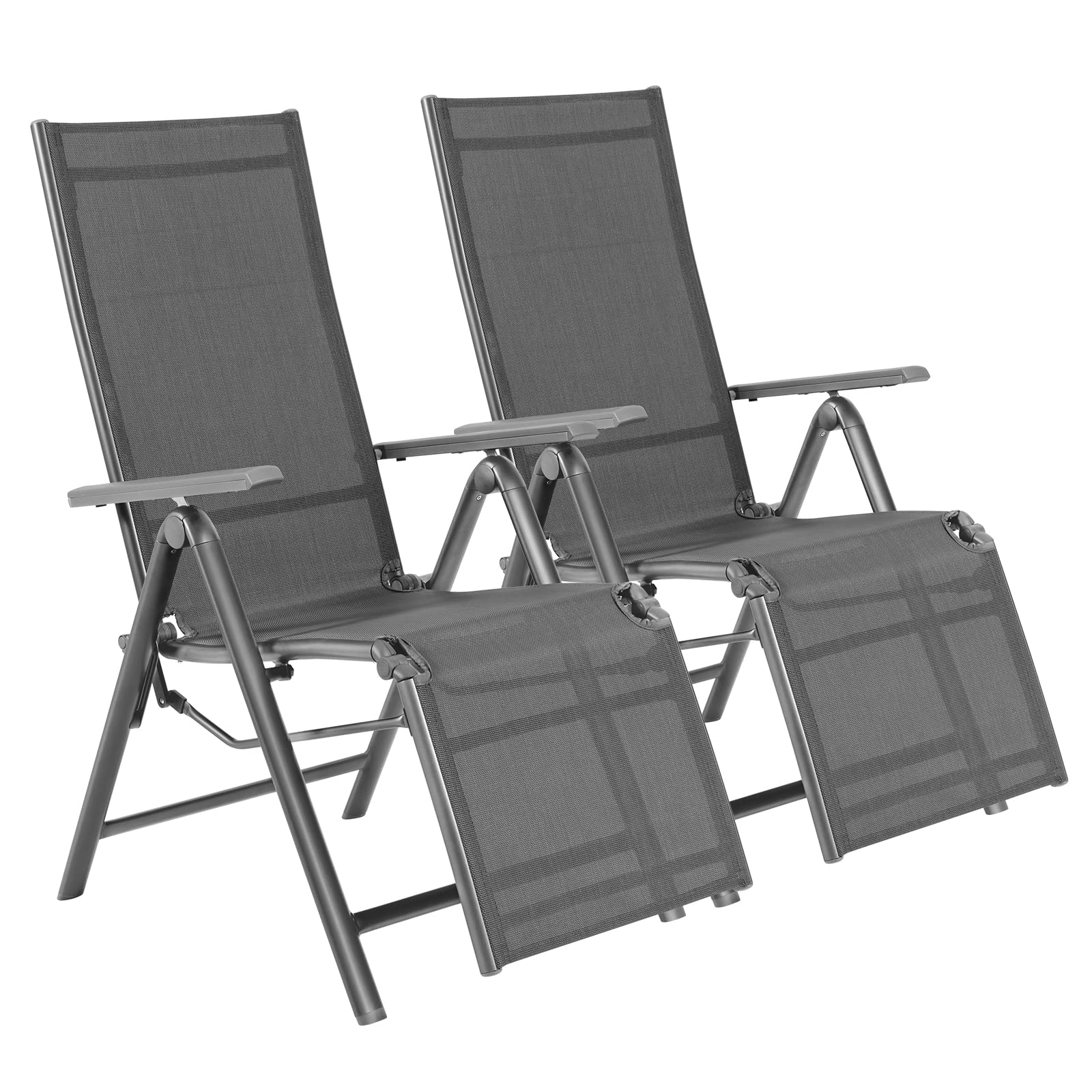 costway set of 2 patio folding chair recliner adjustable black