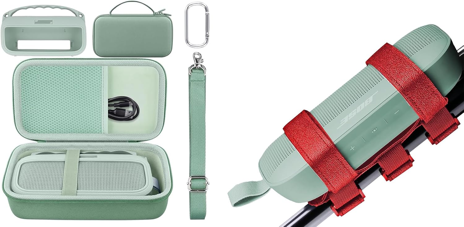 co2CREA Hard and Silicone Case + Mount for Bose SoundLink Flex 2nd Speaker