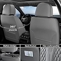 Vista 4 de Coverado - Juego completo de fundas de asiento para automóvil, de piel de napa, protector impermeable con soporte lumbar, con ajuste universal