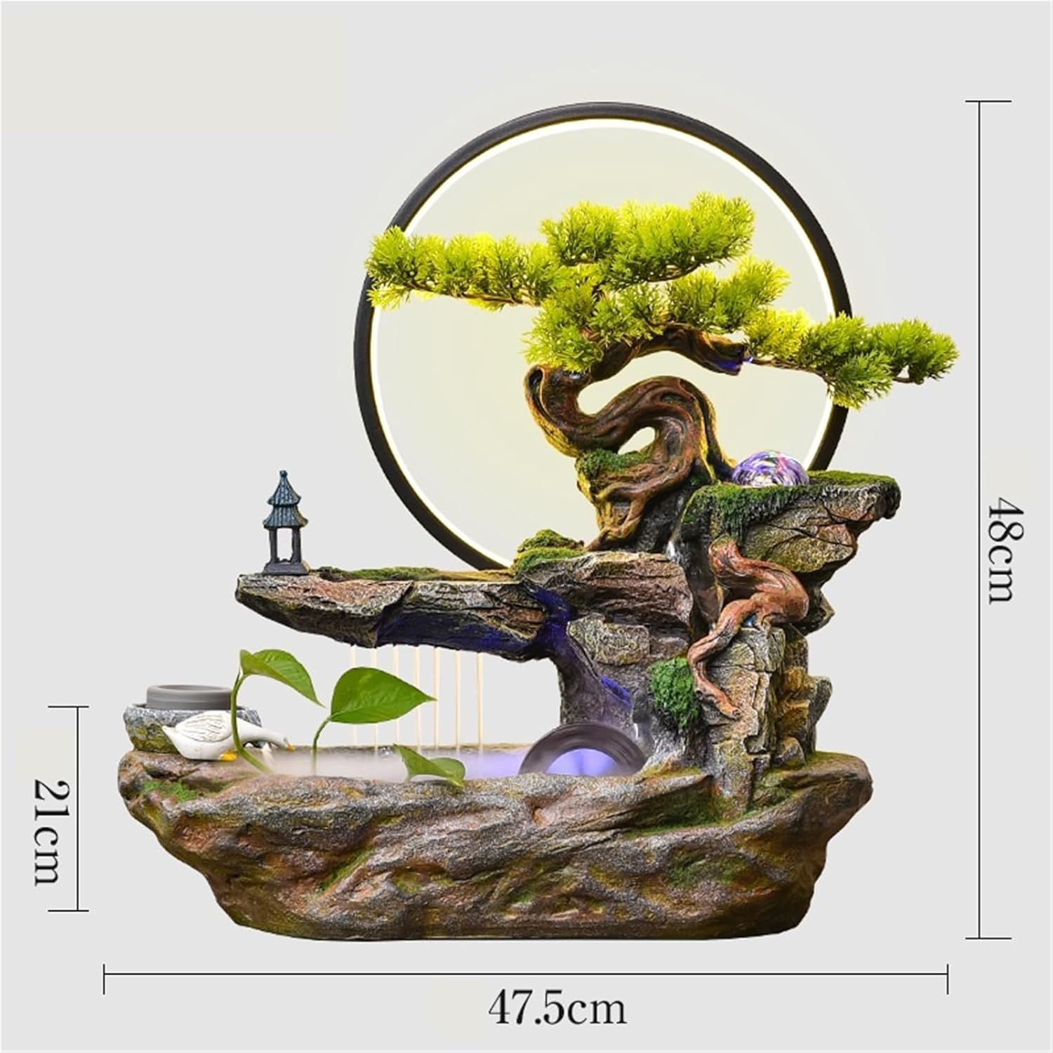 Tabletop Fountain High Mountain Flowing Water Fountain Landscape Fortune Office Rockery Waterscape Circulating Water Ornaments(with Mist Maker)