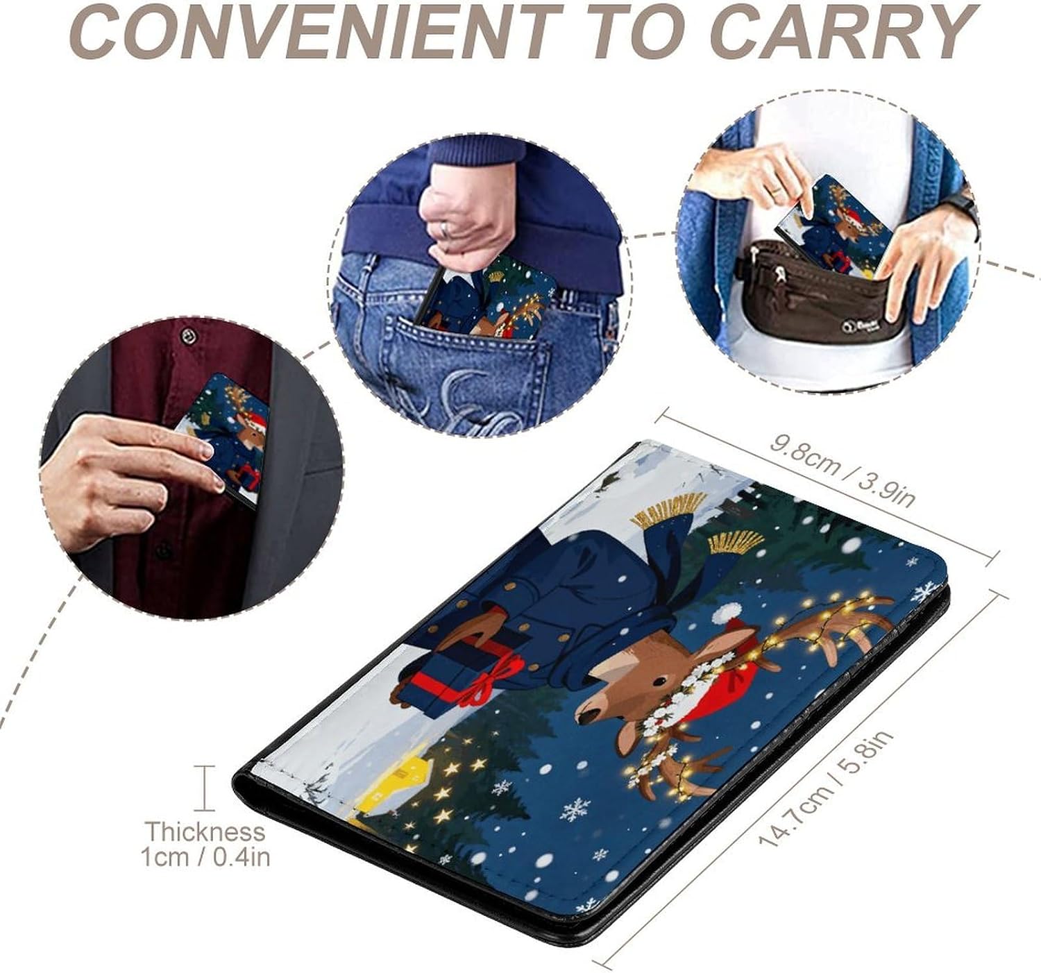 Christmas Navy Passport Holder Cute Portable Passports Cover Slim Identification Passport Holder PU Wallet Cover Case for Travel for Women Men Travel Cruise