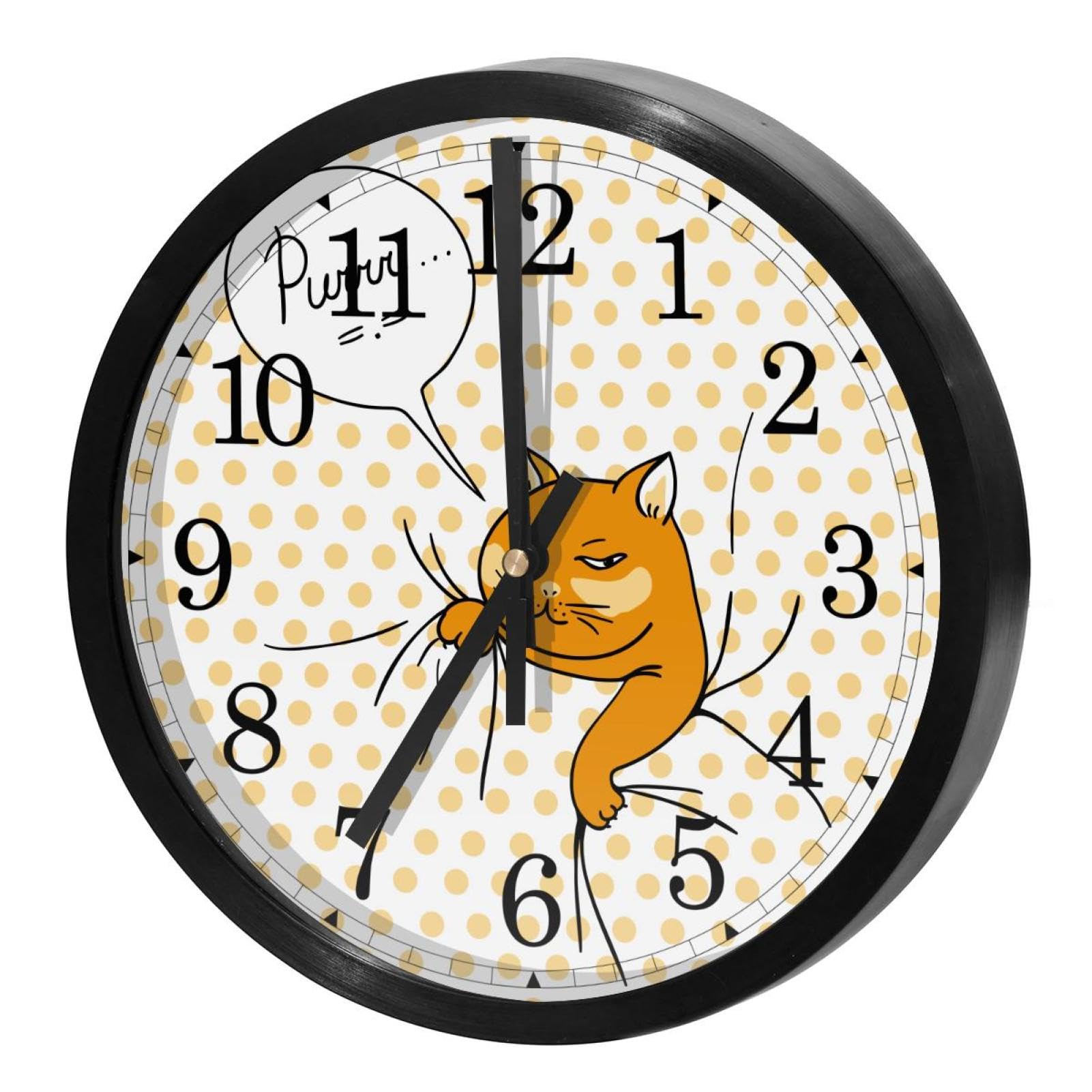 Horloge murale enfant motif chat orange drôle, le cadeau idéal pour décorer sa chambre