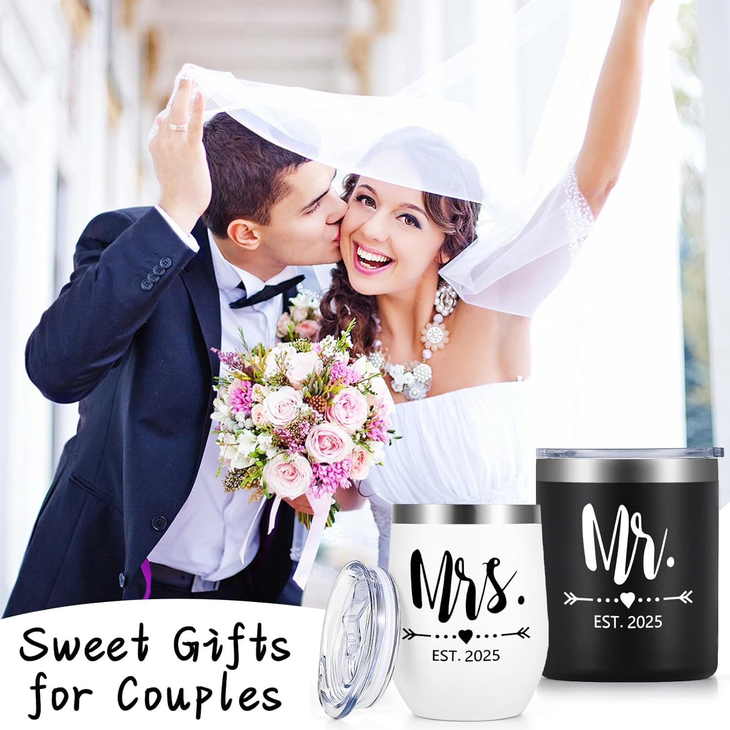 Cheers to Love: The Perfect Mr and Mrs EST 2025 Tumbler Set for Newlyweds!