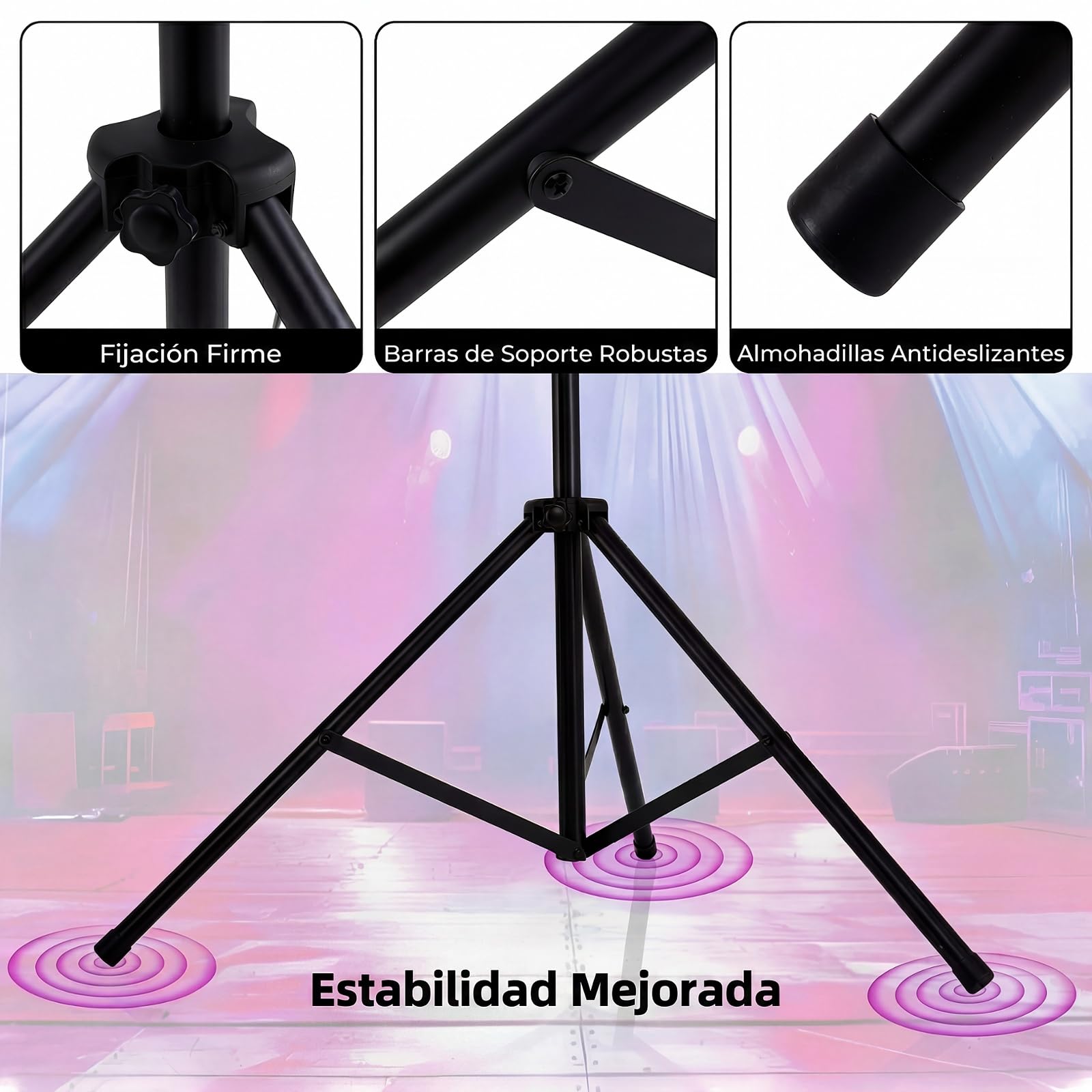 GYMAX Soporte de Focos de Metal Portátil, Soporte de Luz con Altura Ajustable 140-265 cm, 2 Trípodes Plegables y 12 Puntos de Montaje, Sistema de Iluminación Profesional para DJ Bandas Espectáculos