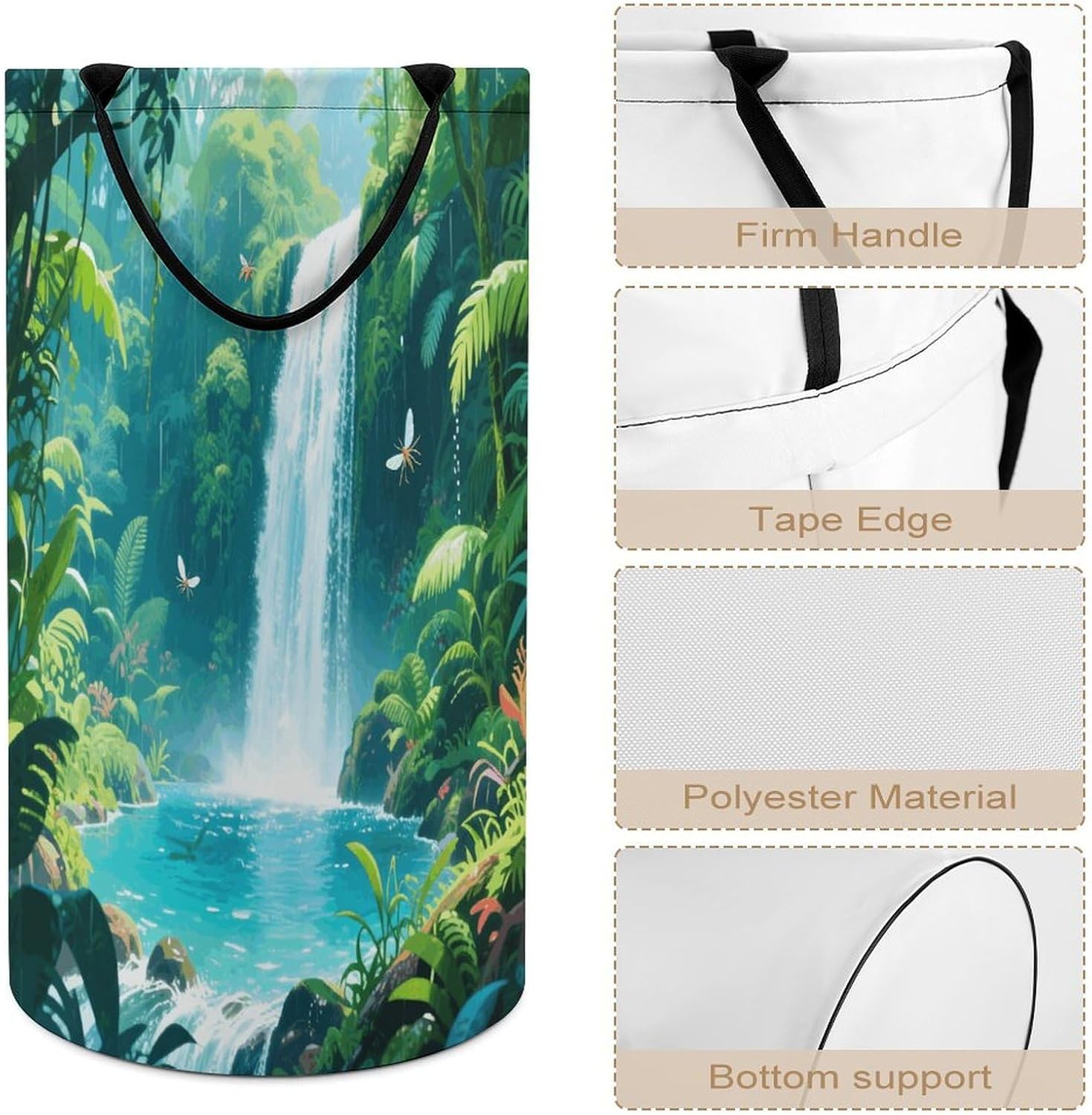 Rainforest Pool Laundry Hamper Fashion Dirty Laundry Hamper Portable Laundry Hampers with Handles Lightweight Large Clothes Storage Basket for Bedroom Bathroom