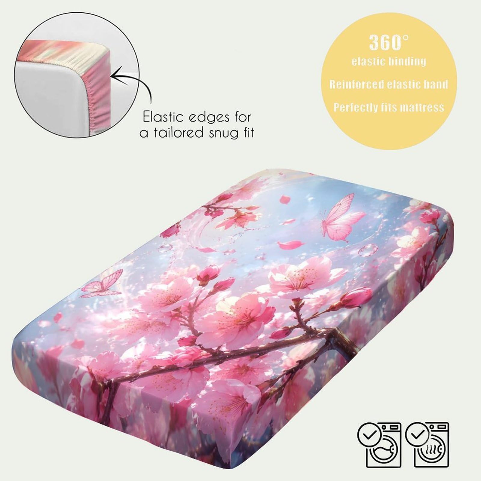 Kirschblüten 3D Spannbettlaken Mikrofaser Tiefes Taschenformat