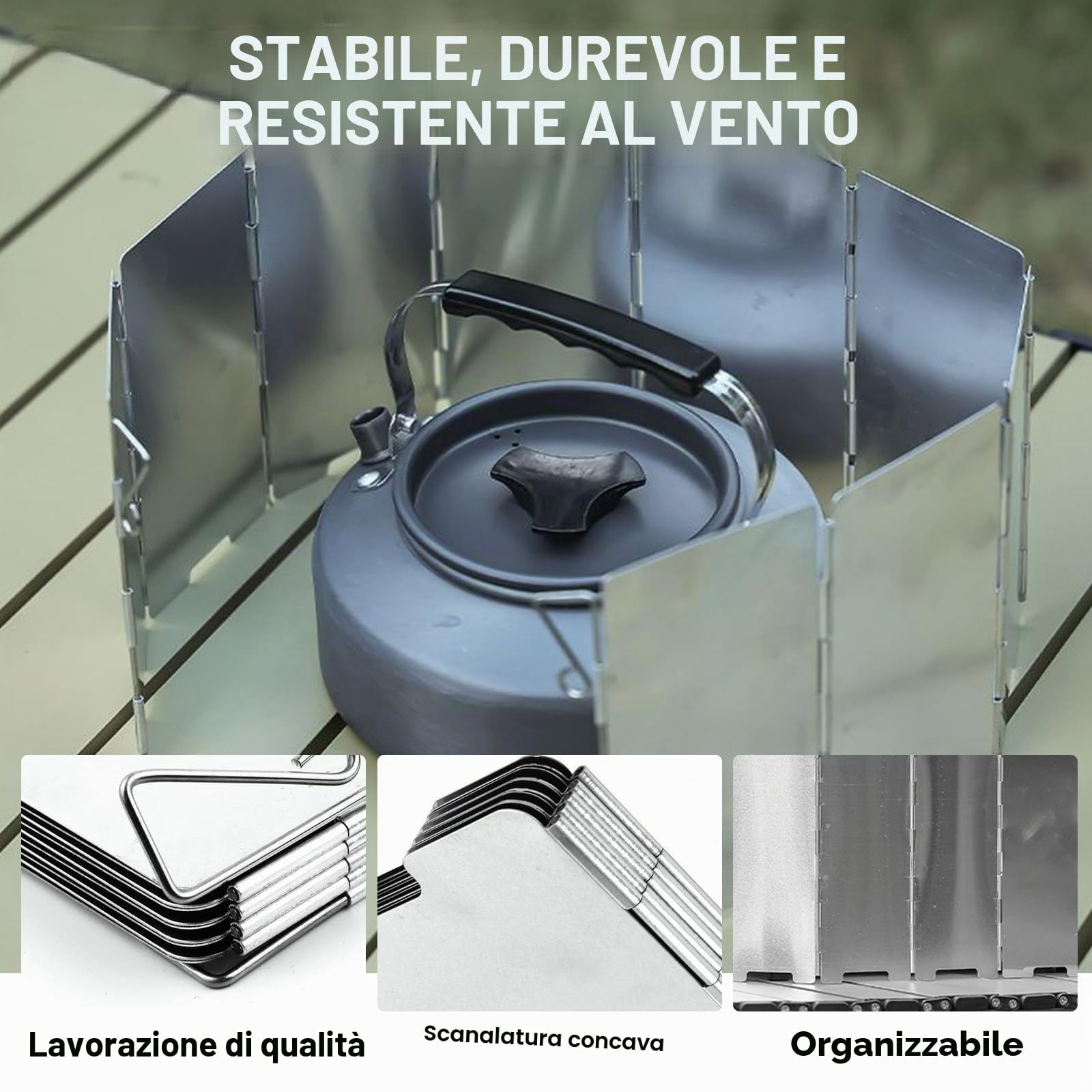 Paravento Fornello Campeggio Parabrezza Campeggio Pieghevole Parabrezza Fornello a Gas Pieghevole e Portatile per Campeggio Picnic Barbecue