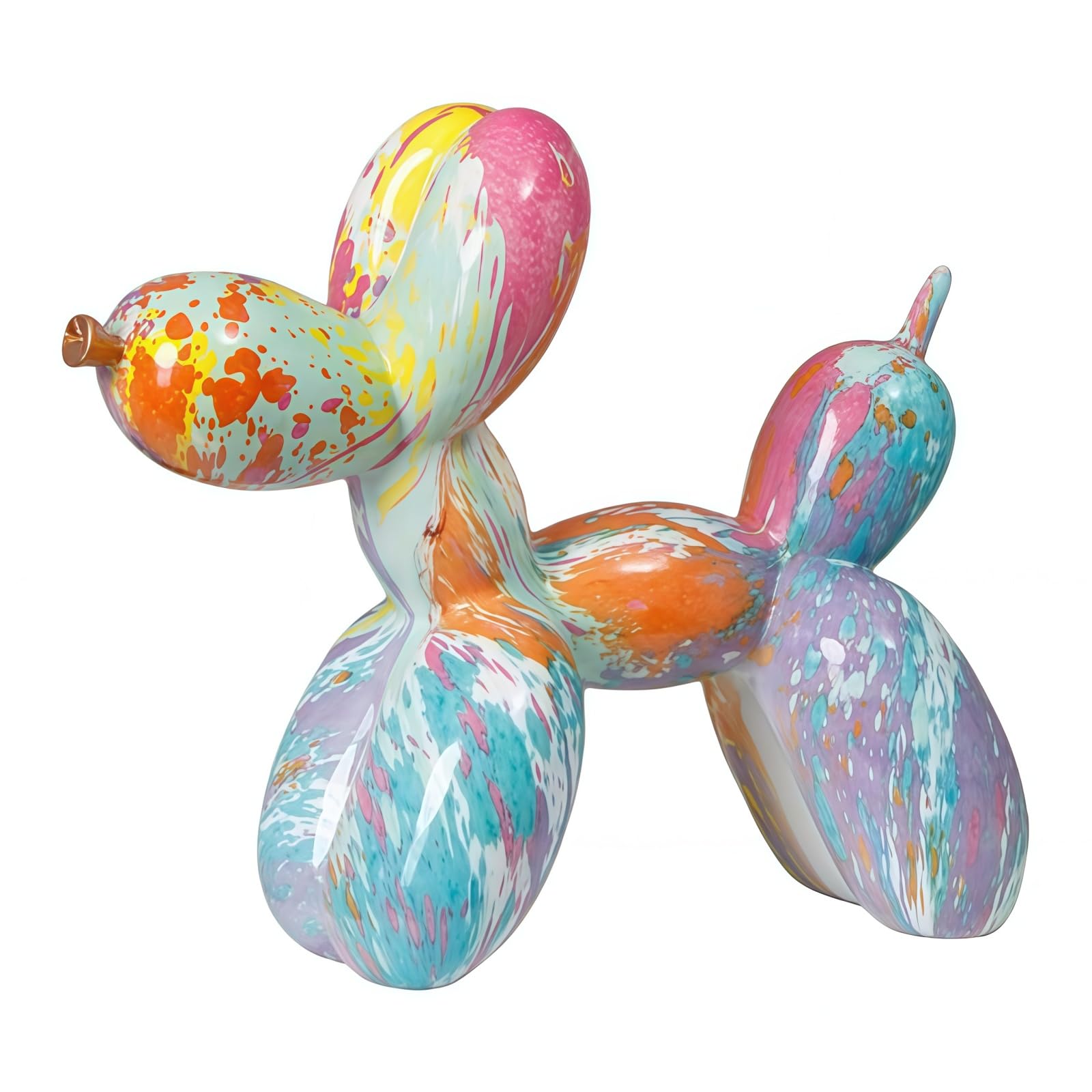 Yoyumi Ink Splash Graffiti Balloon Dog Sculpture Ornament, Artistic Resin Statue For Living Room, Bedroom And Office Decor, Anti-Slip Design, 8.5 * 22 * 18Cm-Splashed Ink