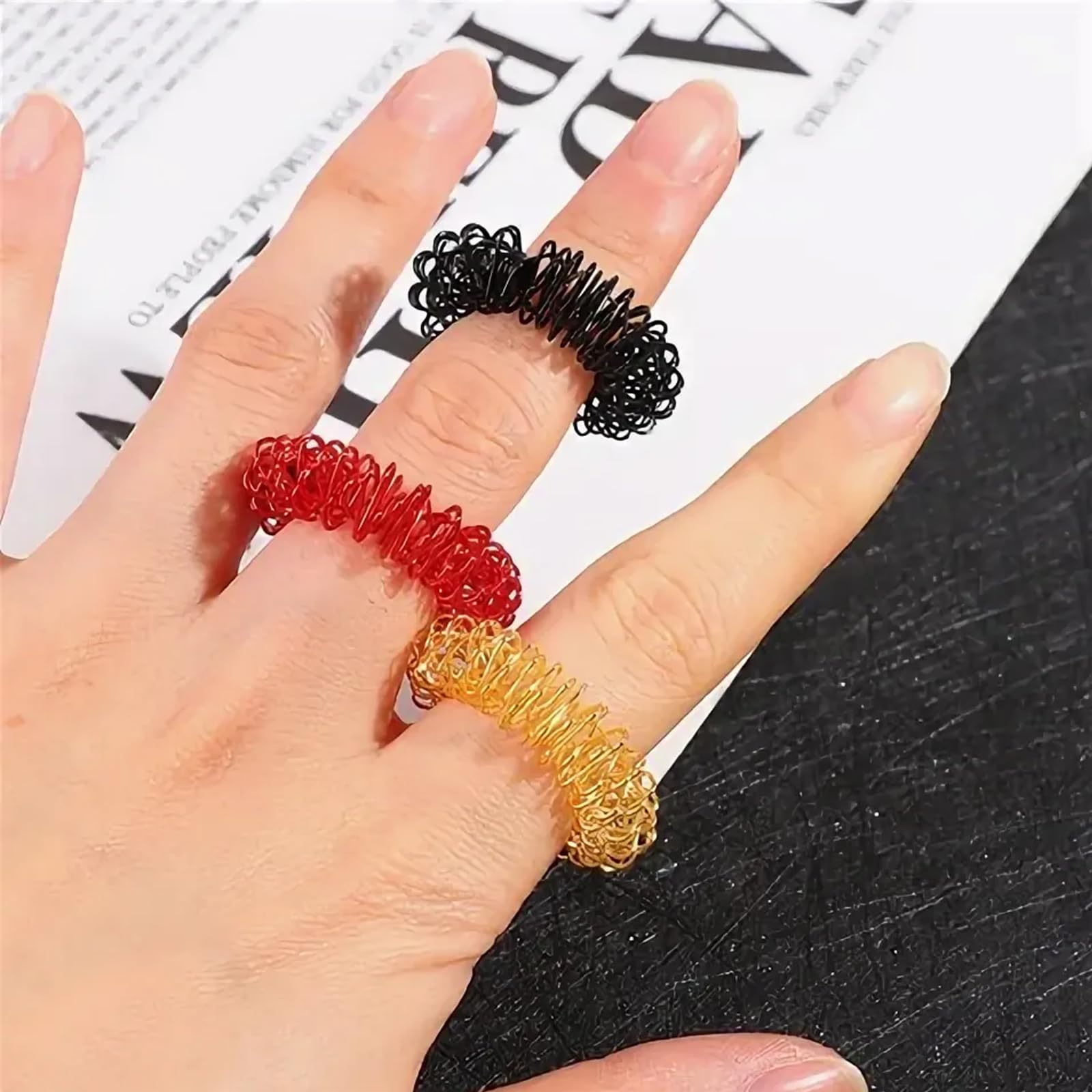 8-Piece Fidget Toys Adults, Acupressure Ring for Finger, Hand Acupressure Tools, Natural Pain Relief and Improved Blood Circulation, Home and Travel Use, Foot Massage,(Multiple Colors) 4