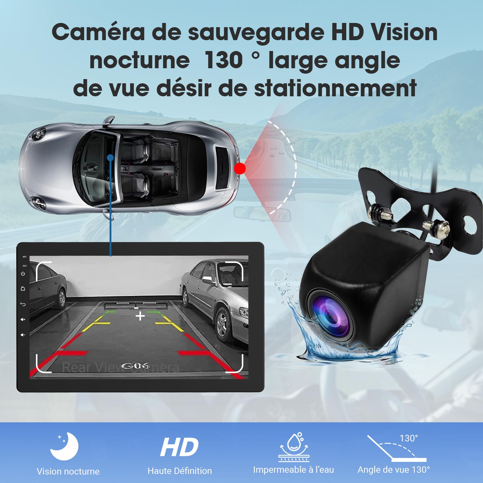 Haudio 360° Autoradio Rotatif, Auto Stereo 1 Din, Écran Tactile IPS 10.1 Pouces avec Carplay sans Fil et Android Auto, Car Play avec Caméra de Recul|Radio FM|Lien Miroir|Navigation GPS|Commande Vocale