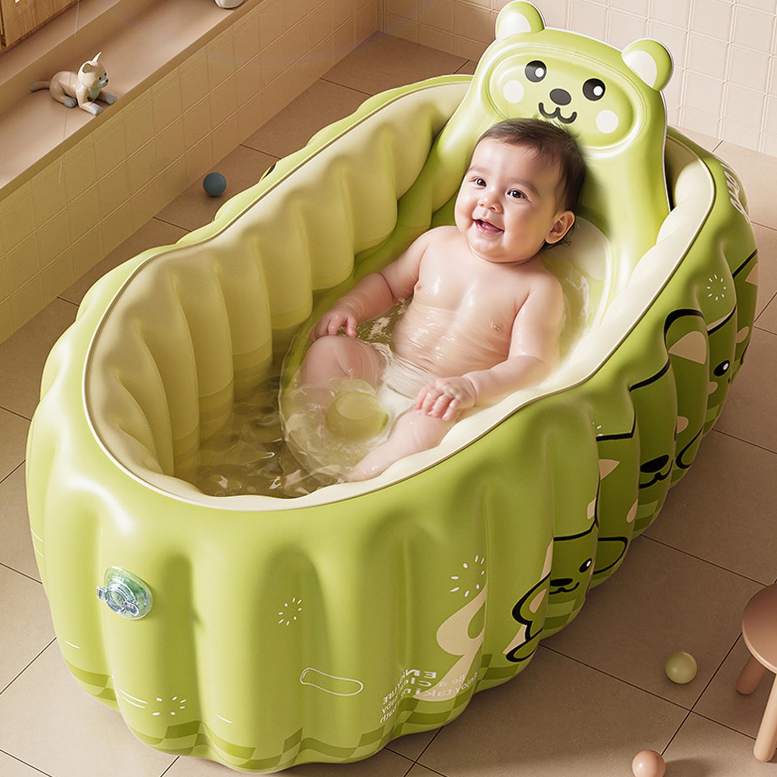 Verstellbare Babybadewanne, PVC, leichte Struktur, sichere Luftkammer, Wand, Babybaden für bequemes Baden, weiches, hautfreundliches Bad