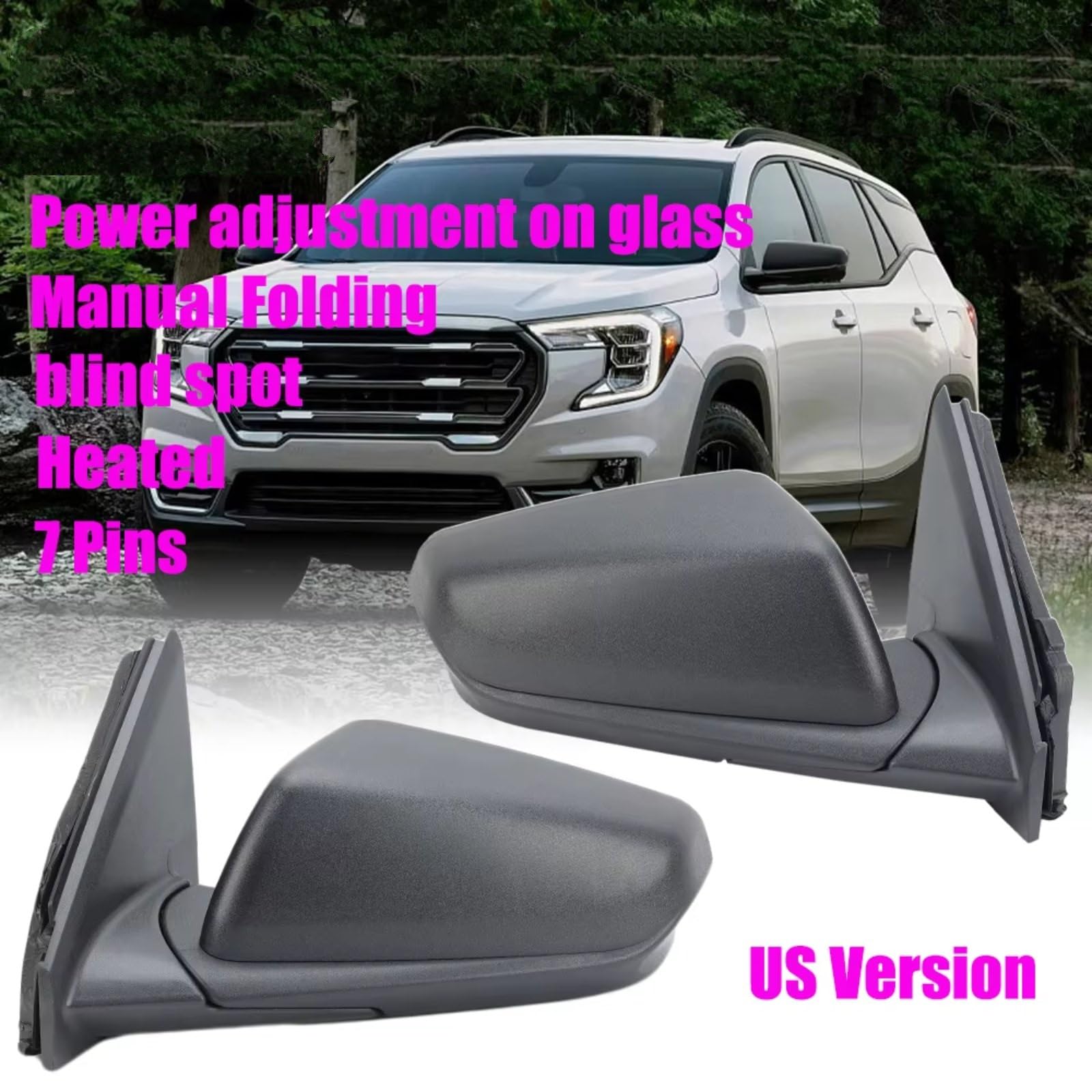 Para Chevrolet Para Equinox 2018-2022 Conjunto De Espejo Retrovisor Lateral De 7 Pines Versión Estadounidense Para Punto Ciego Calentado Espejo Retrovisor Conjunto