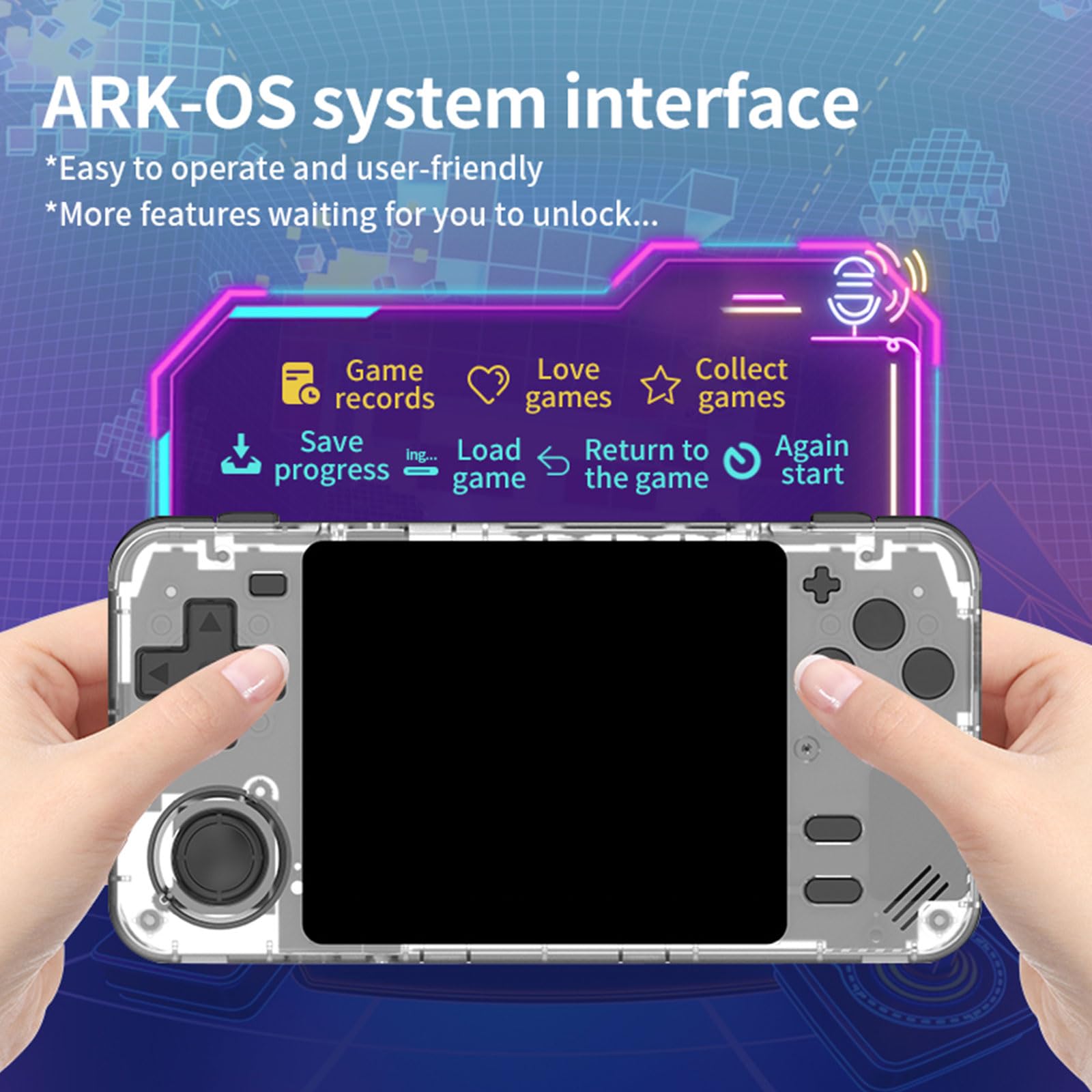 Consola de juegos retro de 64G/128G con joystick de 3.5 pulgadas, doble ranura para tarjetas, consola de videojuegos portátil para niños