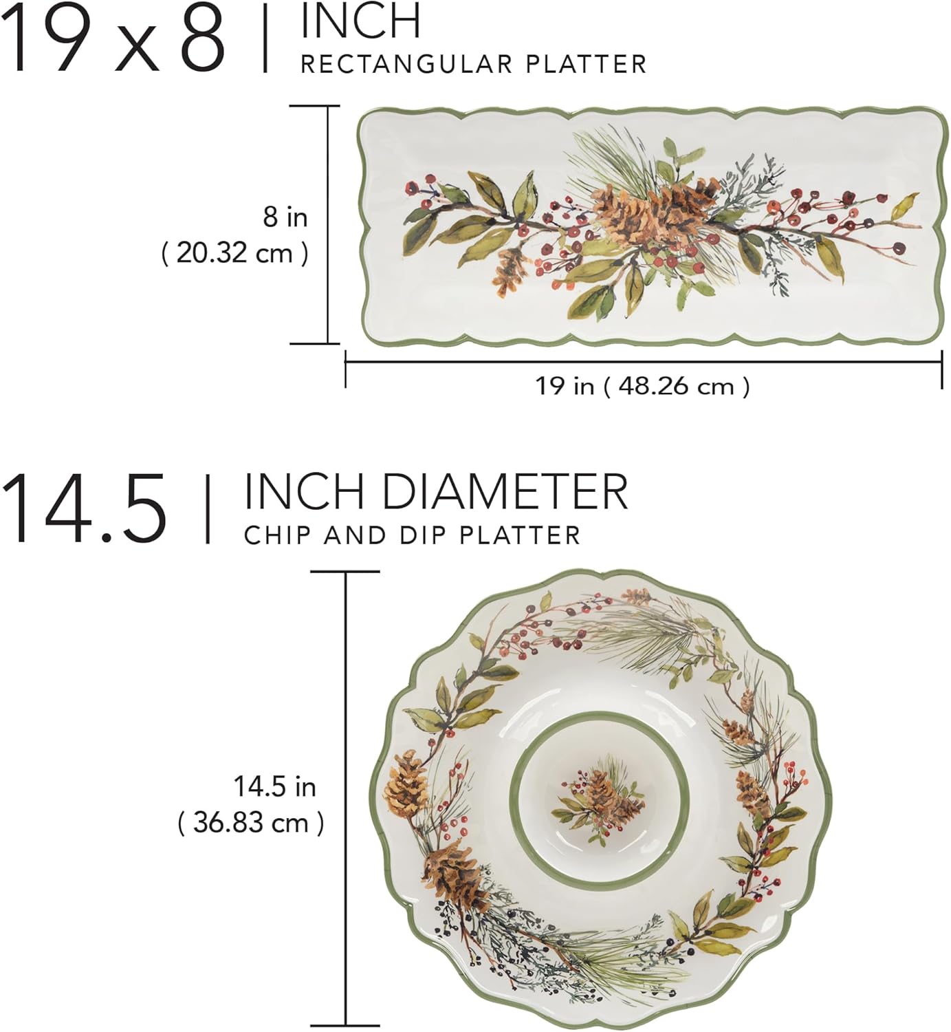 Certified International Winters Forest Melamine 2 Pc Appetizer/Serving Set