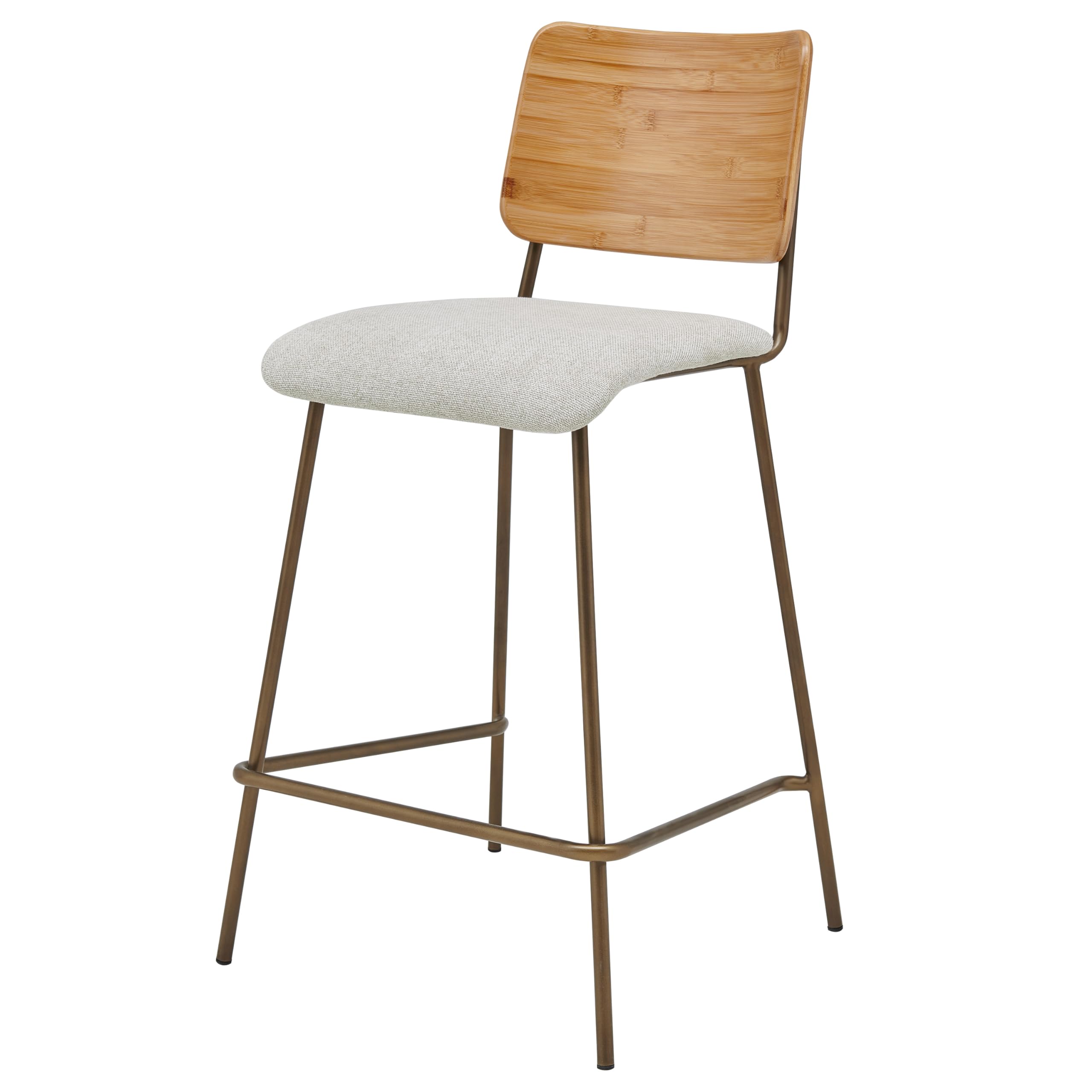 New Pacific DirectLeshia KD Fabric Bamboo Counter Stool, (Set of 2), Beige