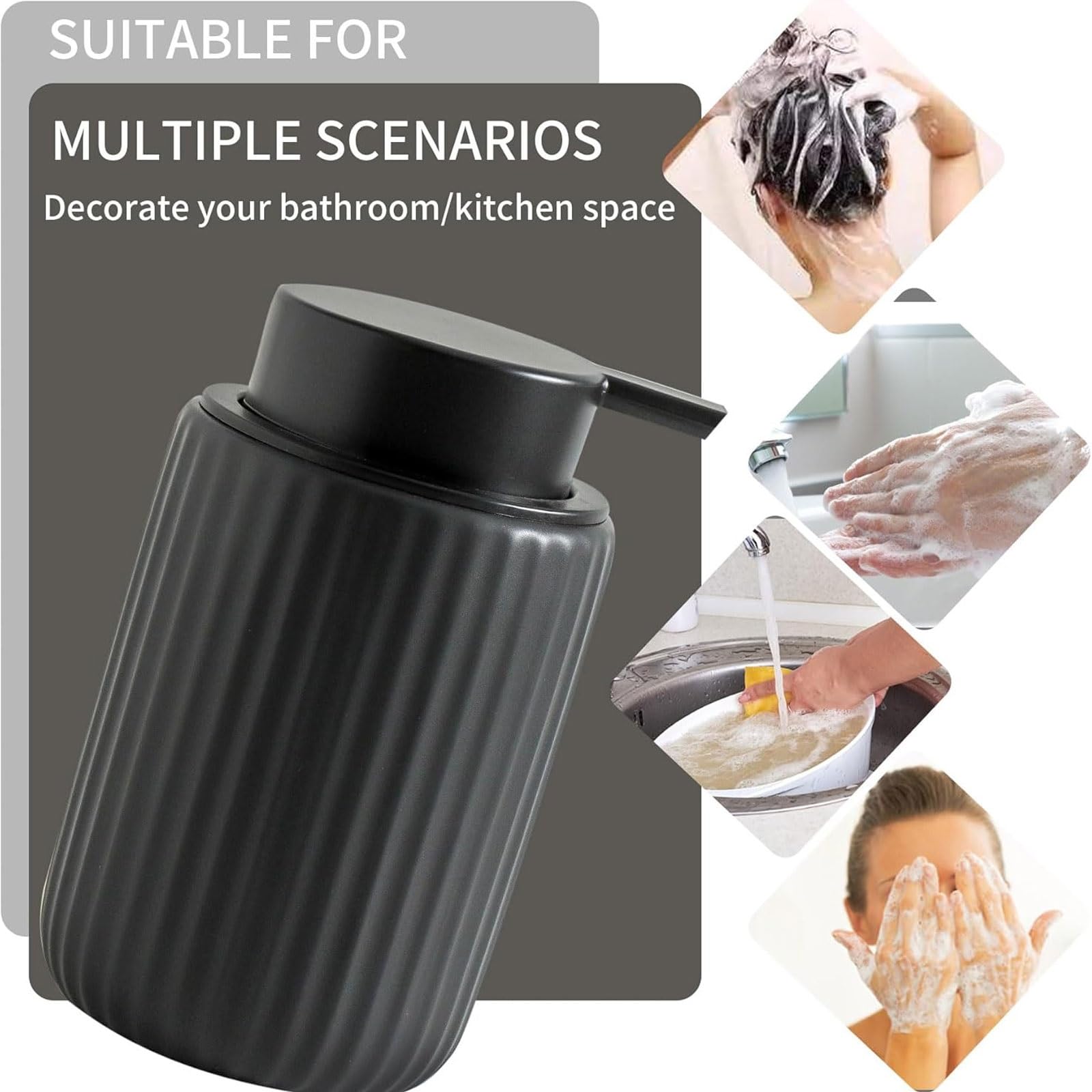 seifenspender Bad 2er-Pack Seifenspender aus Keramik, Lotion-Handseifenspender und Mousse-Schaumflaschen Compatible with Hotelküchen und Badezimmer klein(Beige,Gold)