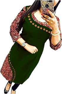 Yova Style Plain Floral Print Patch Work Stylish Cotton Regular Straight Long Top Kurti for Girls Women Designer Warli Pri... Price In India