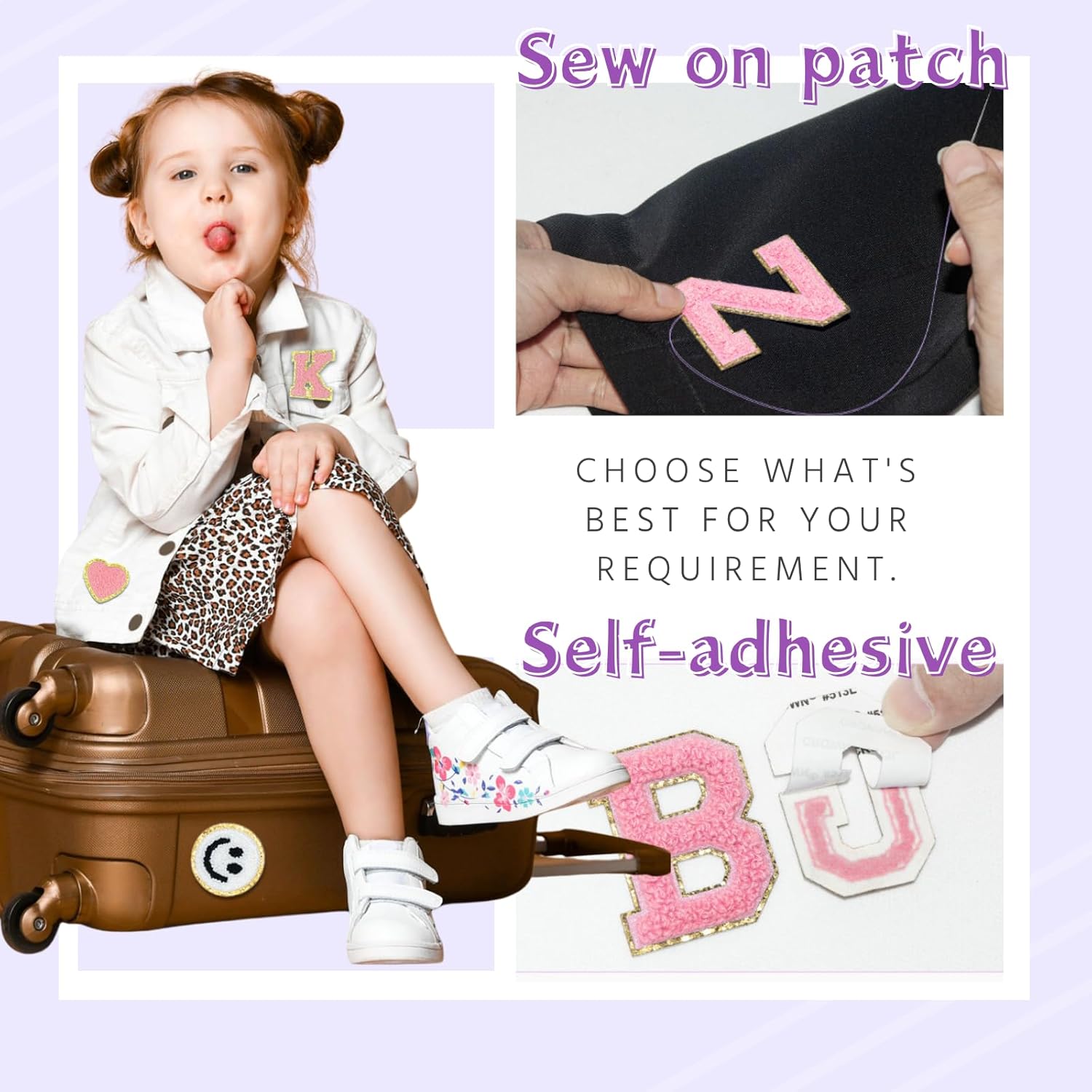 102Pcs Self-Adhesive Fuzzy Letter Patches - Cute Varsity Style DIY Stickers for Embroidery Jackets, Jeans, Bags, Gift Decoration