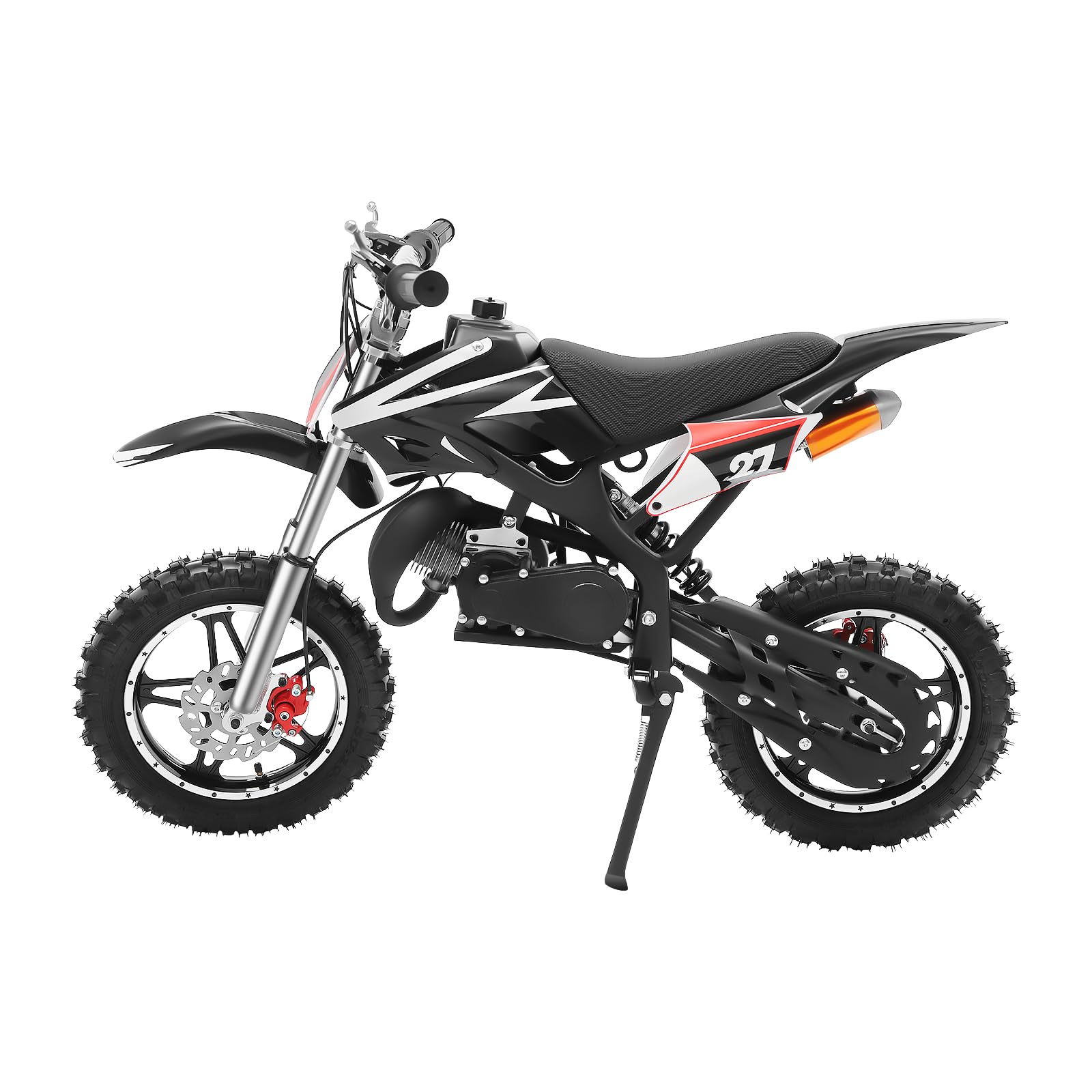 Dirt Bike de 49 cc, para niños, jóvenes, Crossbike de 2 tiempos, 10 pulgadas, método de arranque manual, frenos de disco, hasta 60 km/h, máx. 100 kg, Motorsport Pocket Crossbike (negro-1)