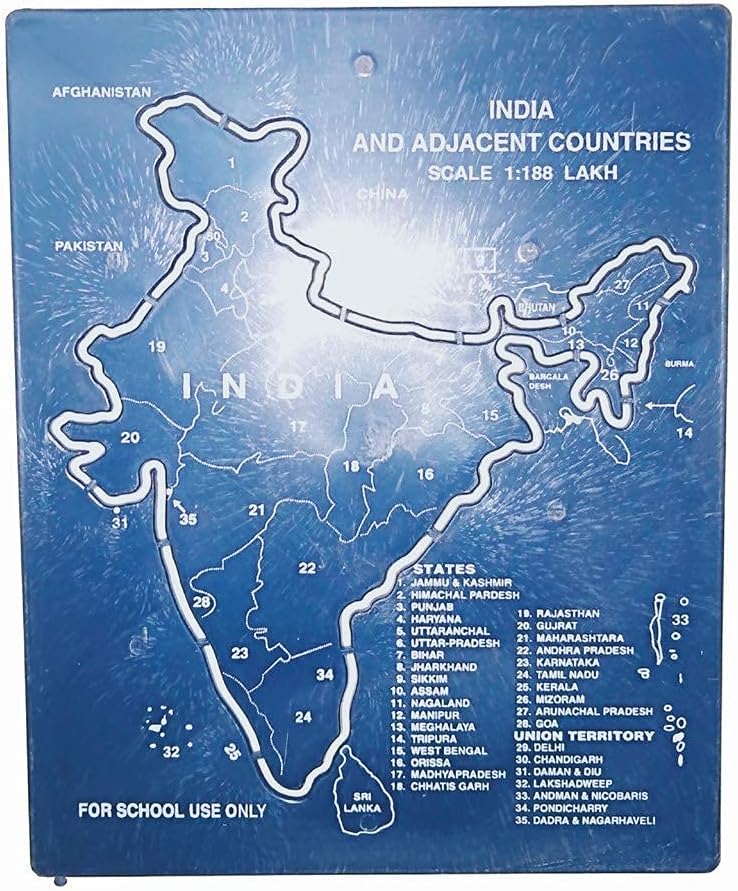 Plastic India Map Stencil (19 cm x 15.5 cm x 0.5 cm, Multicolor)