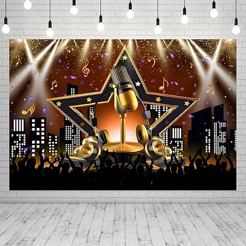 Miniatura 7 de Telón de fondo de karaoke de discoteca de los años 90 para fotografía, telón de fondo Let's Glow de 10 x 8 pies, tema de fiesta de hip hop, telón de