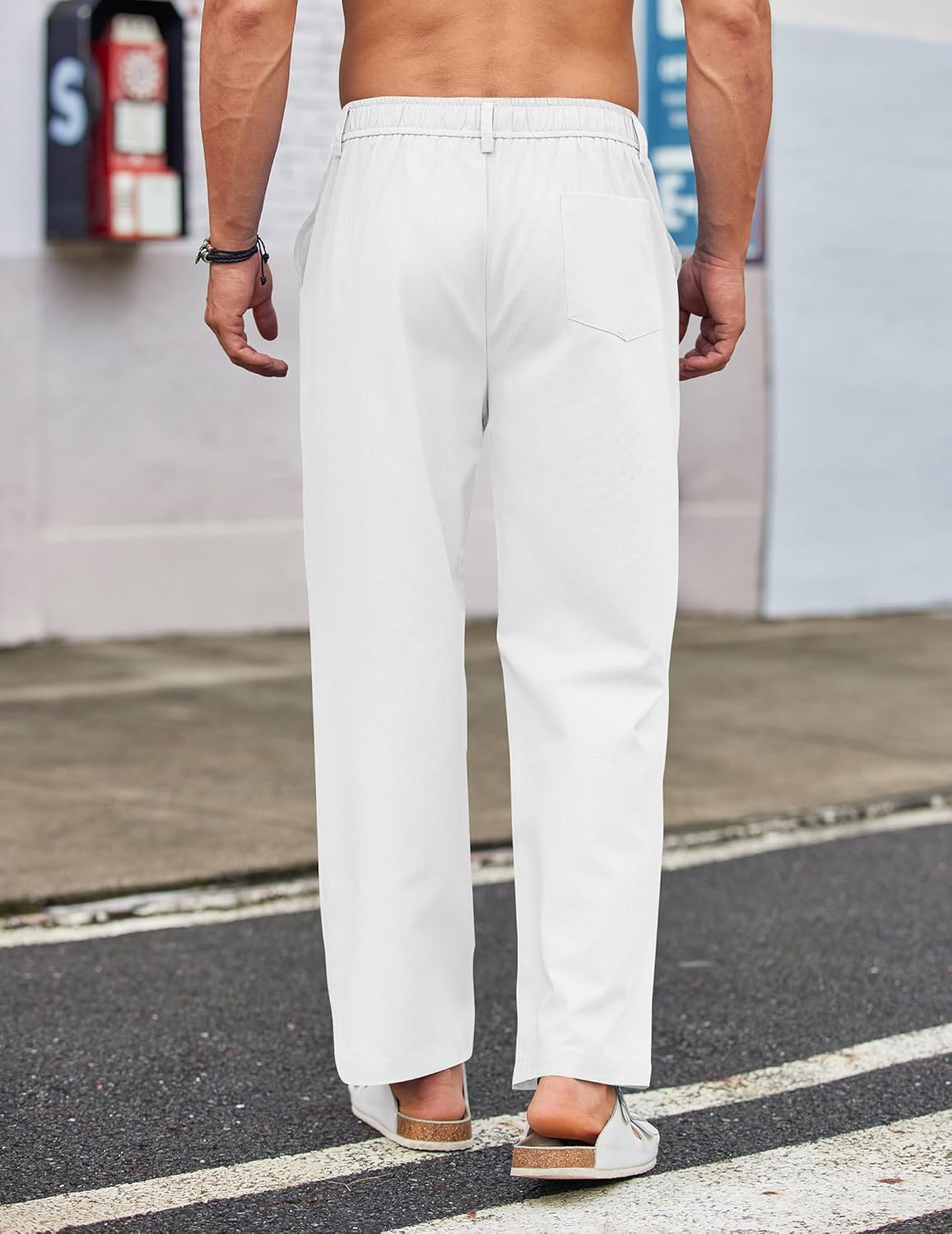 COOFANDY Men's Casual Linen Cotton Pants Elastic Waist Summer Beach Trousers Lightweight Yoga Vacation Pants - Image 2