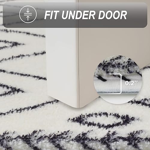 Miniatura 5 de Uphome Alfombra de baño de 20 x 59 pulgadas, color negro, bohemio, geométrico, largo, antideslizante, marroquí, alfombra de baño de terciopelo