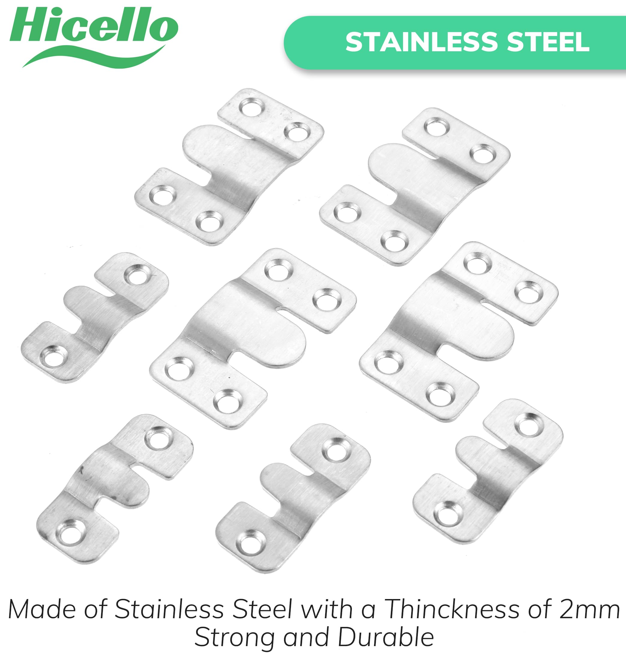 Z-Clips Bilderrahmen-Haken Aus Edelstahl – 54 X 30 Mm, Bündige Halterung, Ineinandergreifend | 12 Stück Mit Schrauben Für Bilder, Spiegel, Poster