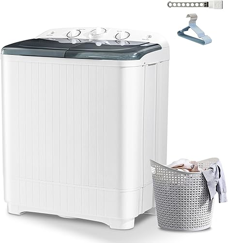 Mini lavadora de 22 libras, lavadora portátil y compacta con lavado de 13 libras y secado giratorio de 9 libras, estante de secado gratuito y 10