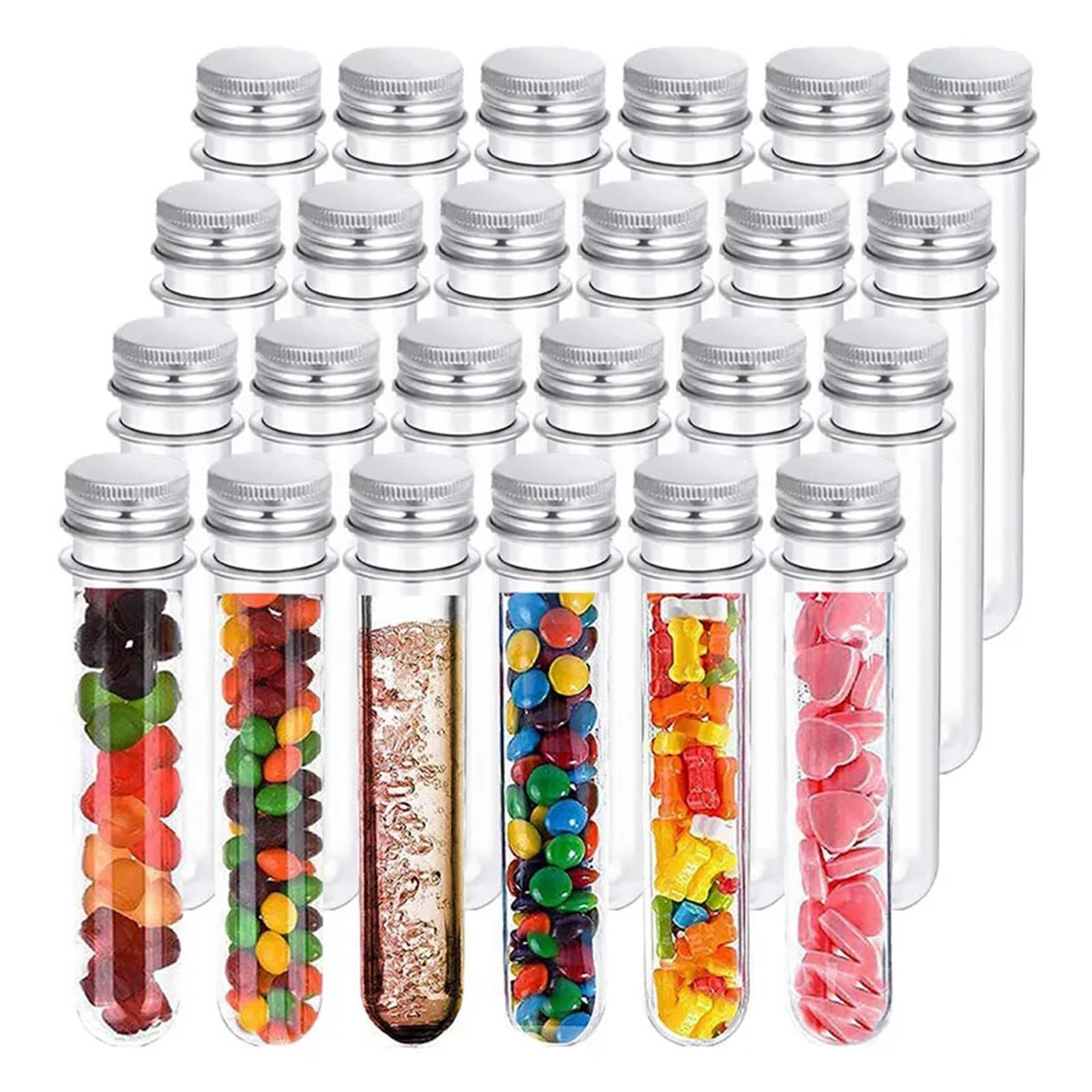 MENGKE 24 Tubos De Ensayo De Plástico De 40 Ml, Transparentes, Con Tapas De Rosca For Almacenar Dulces.